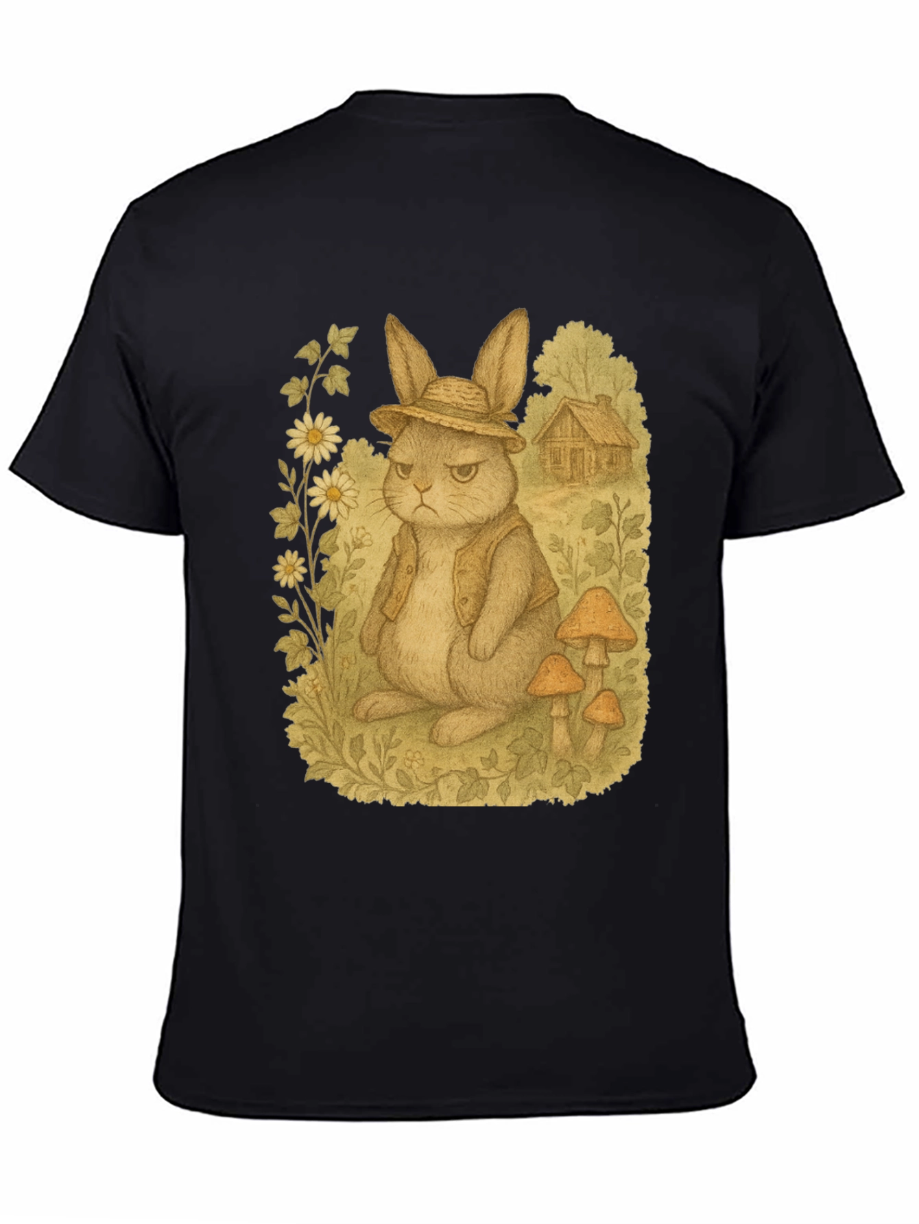 Black Grumpy Rabbit T-Shirt - Funny Animal Tee view 4