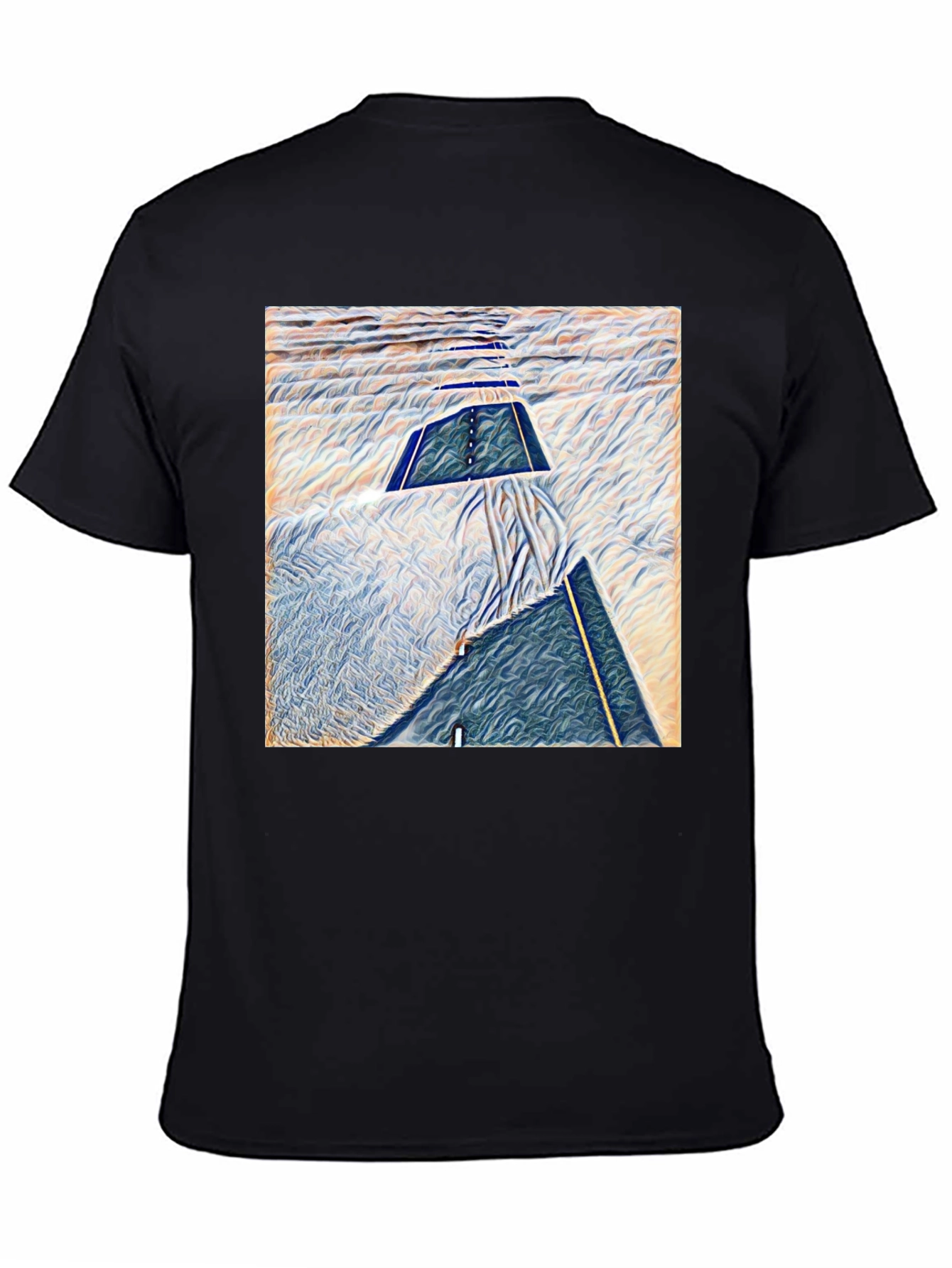 Black Abstract Art T-Shirt - Modern Graphic Tee view 4