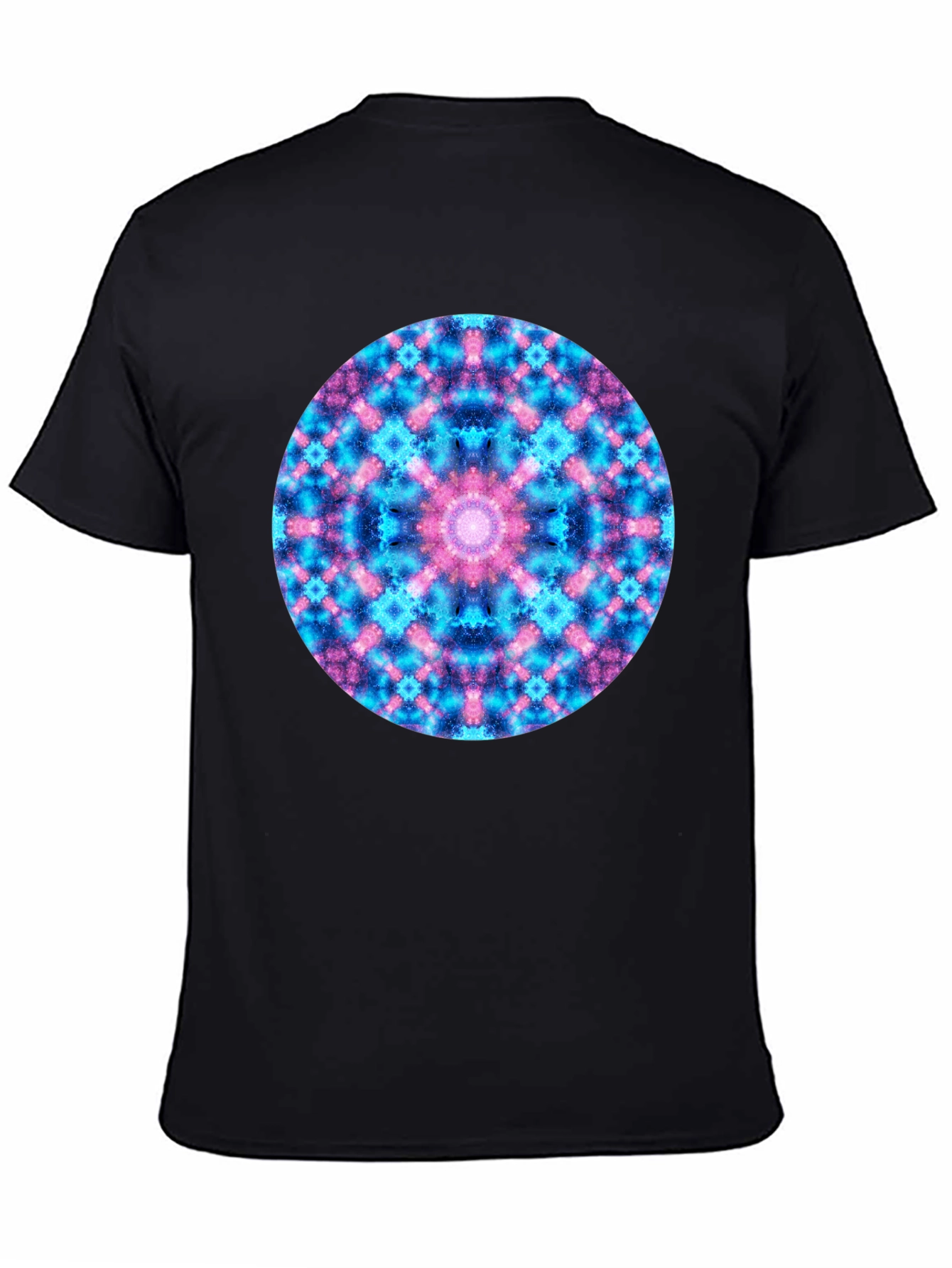 Black Cosmic Mandala T-Shirt - Colorful Geometric Design view 4