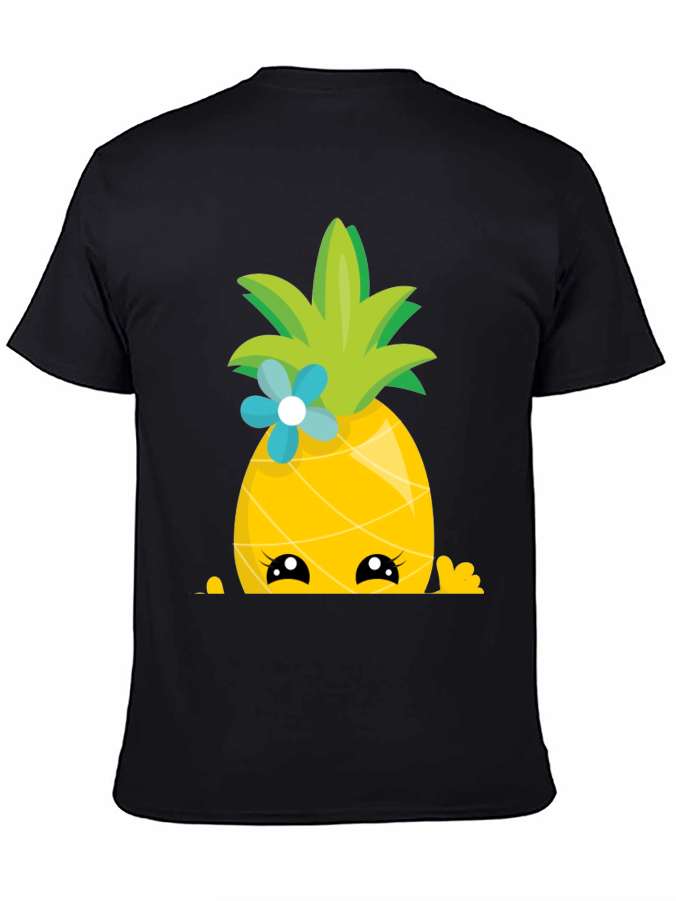 Black Cute Pineapple Peekaboo Graphic T-Shirt view 4