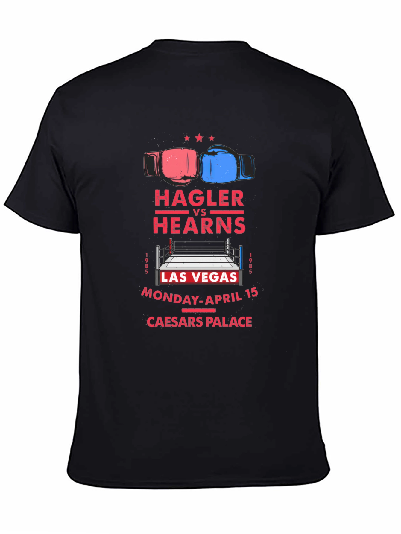 Black Hagler vs Hearns Boxing Match T-Shirt view 4