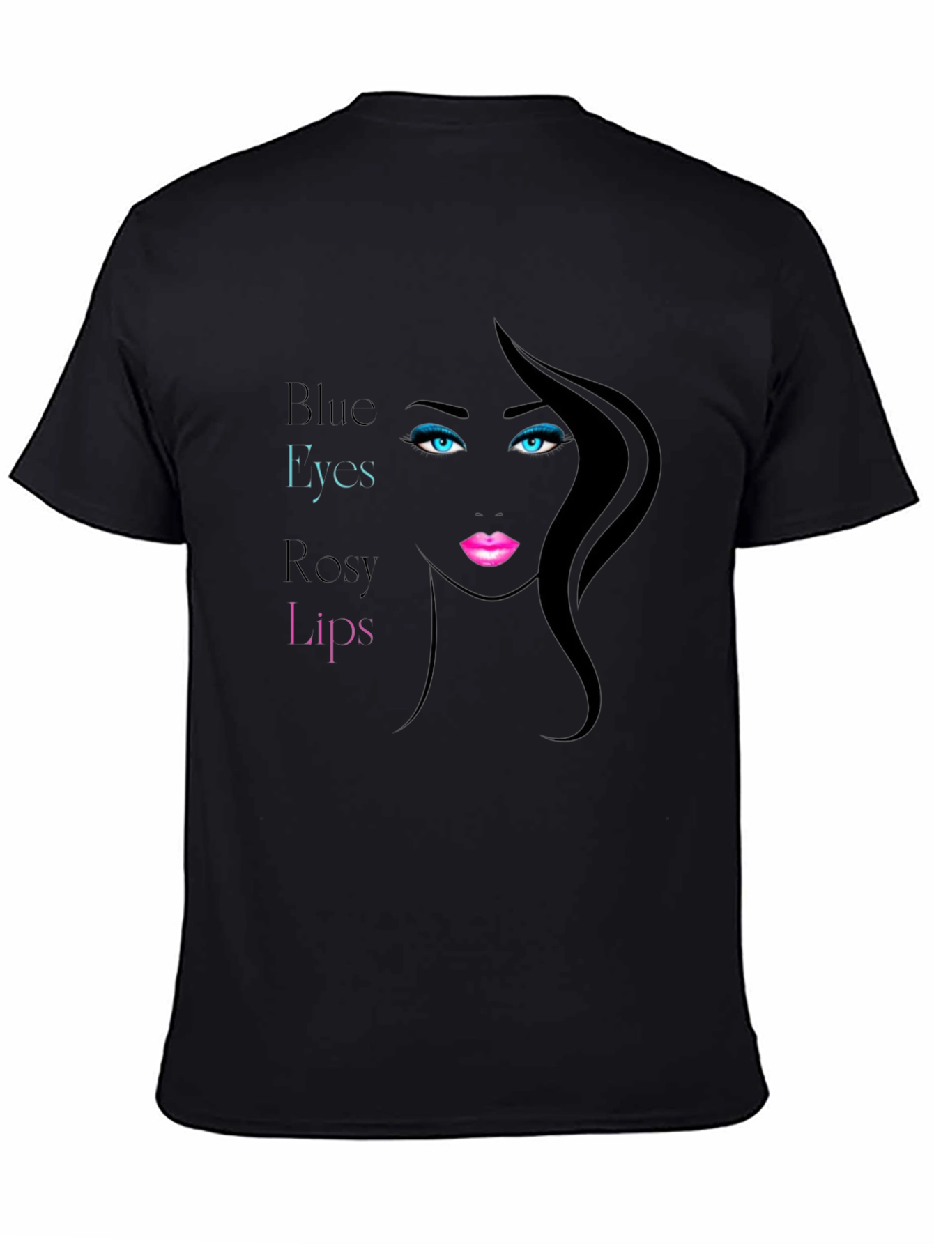 Black Blue Eyes Rosy Lips Graphic Tee view 4