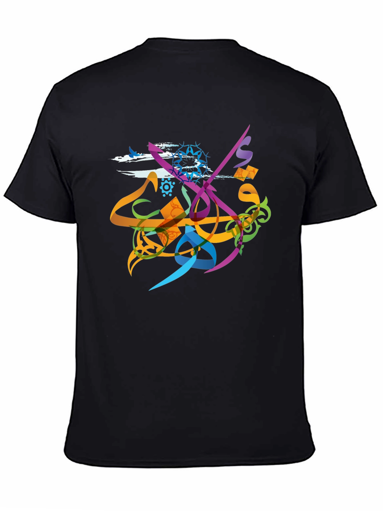 Black Abstract Calligraphy Graphic T-Shirt view 4