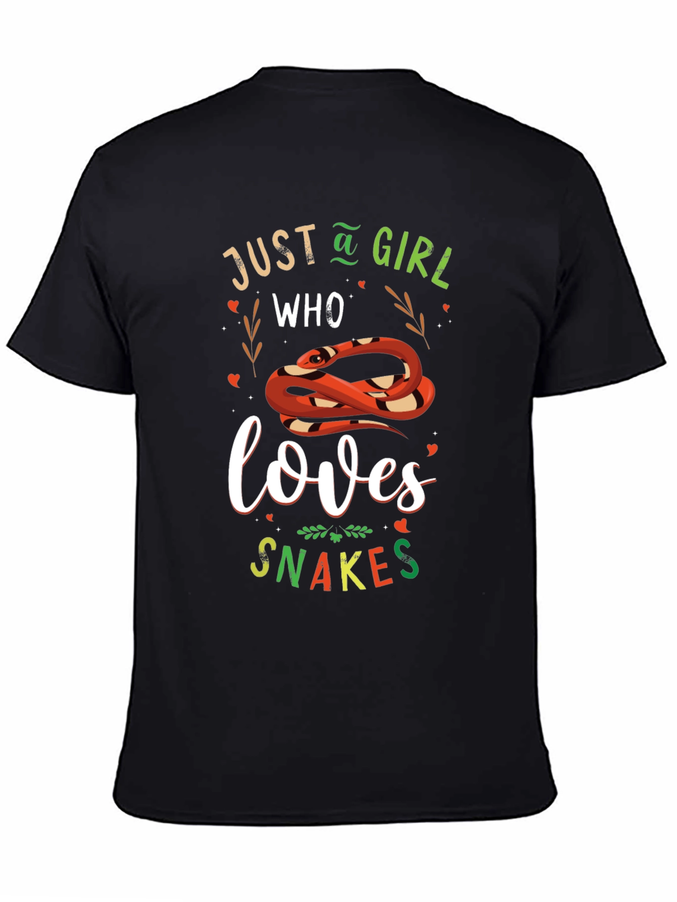 Black Just A Girl Who Loves Snakes Graphic T-Shirt view 4