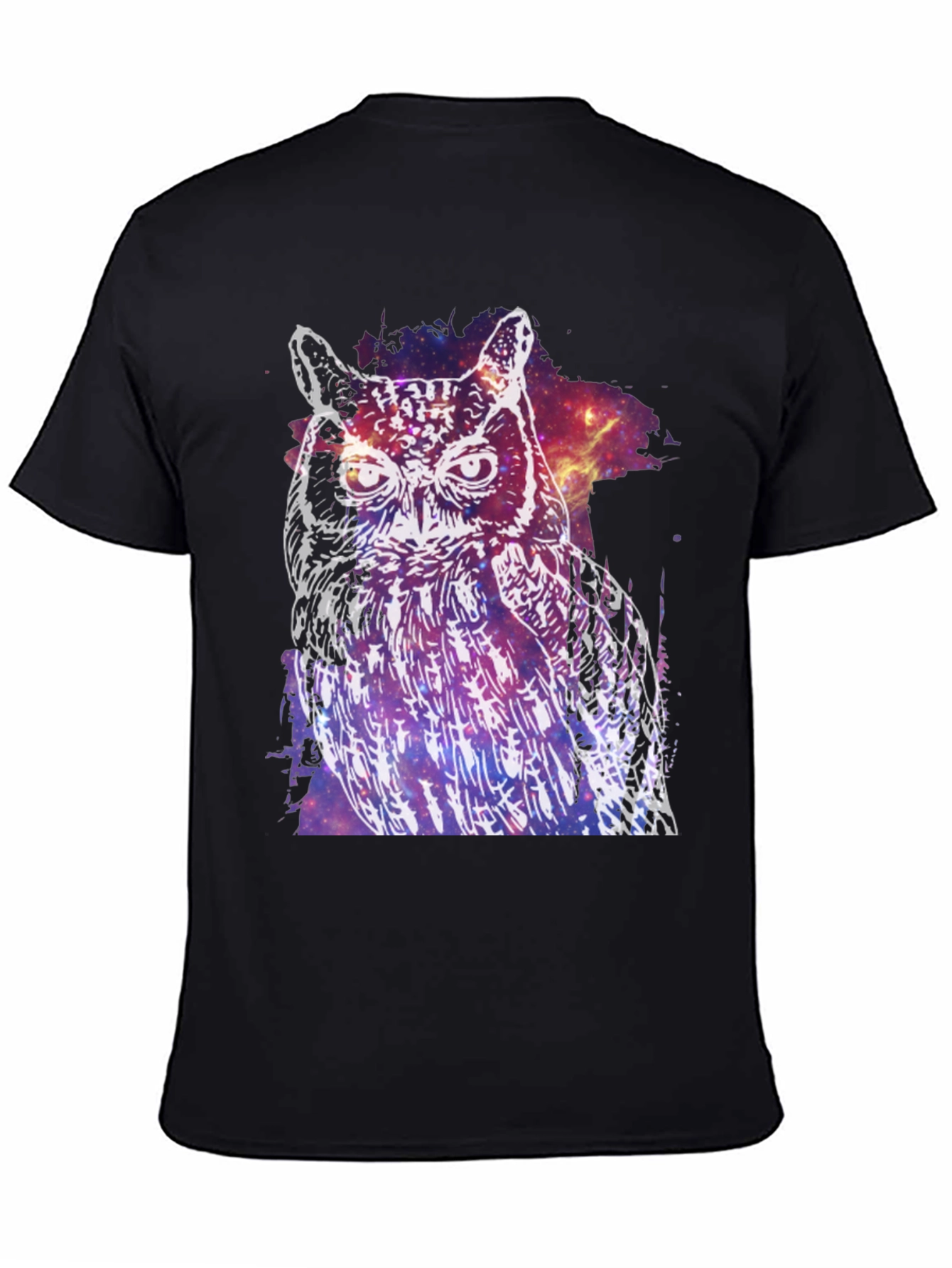 Black Cosmic Owl Graphic T-Shirt - Unisex view 4