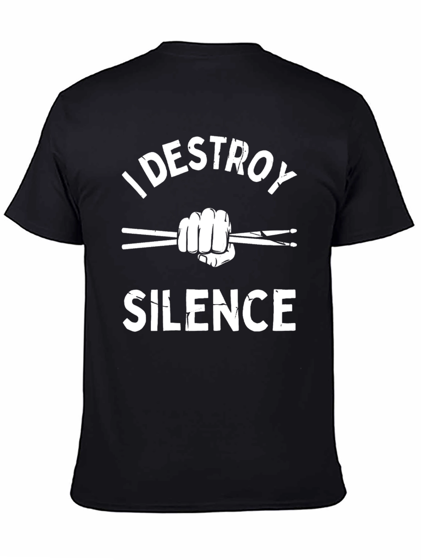 Black I Destroy Silence Black T-Shirt - Drummer Apparel view 4