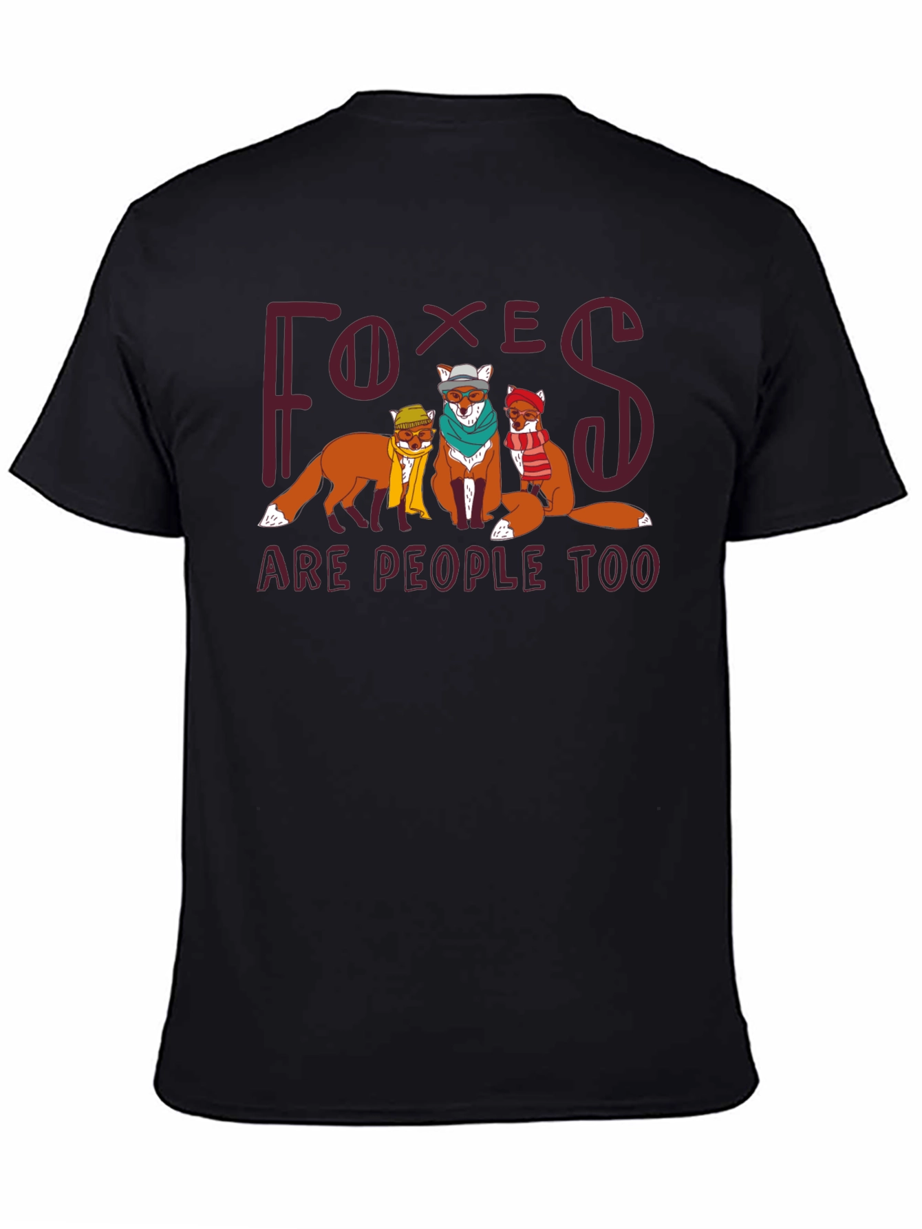 Black Foxes Are People Too Black Graphic T-Shirt view 4