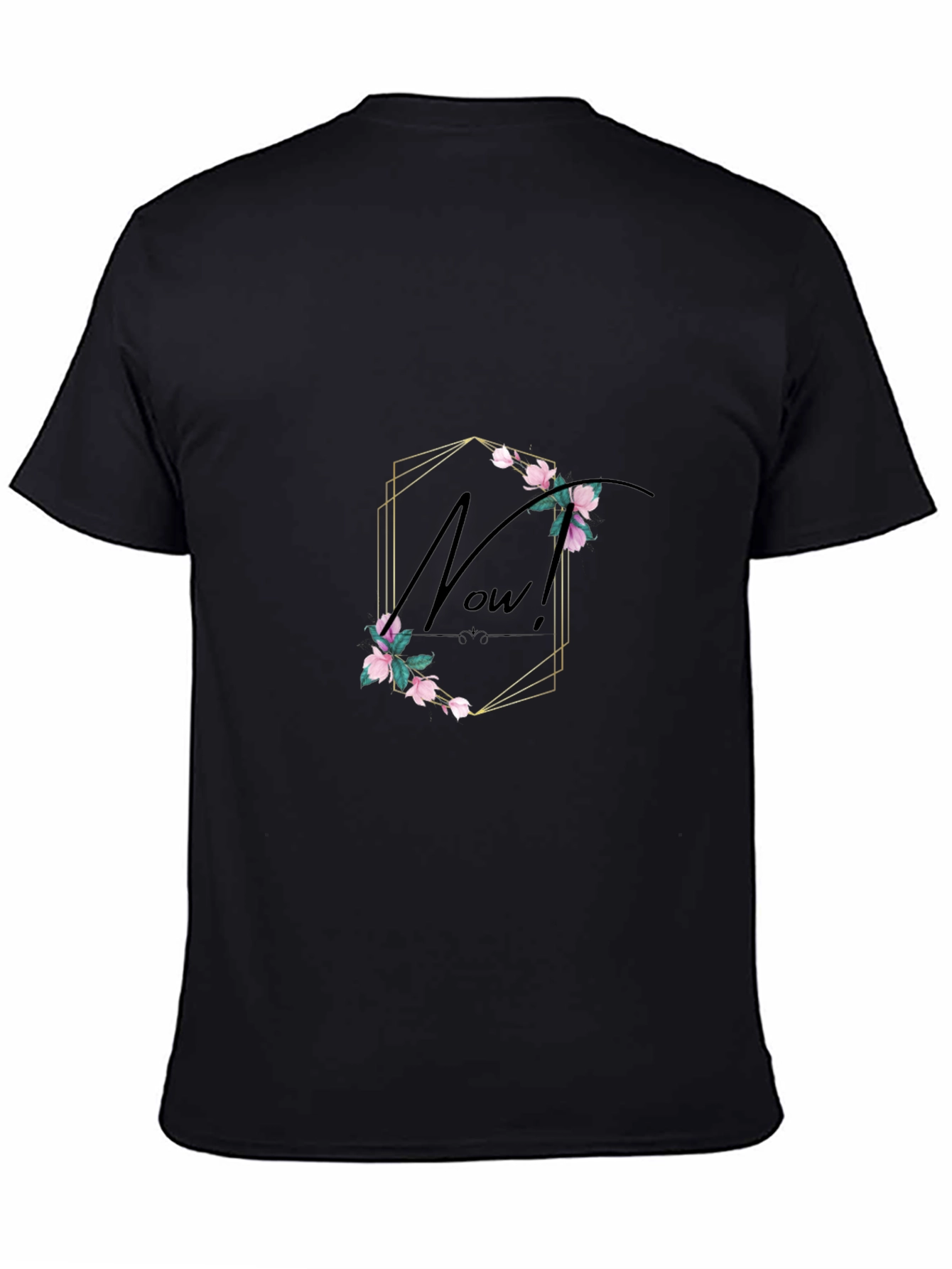 Black Floral Now! Black Graphic T-Shirt view 4