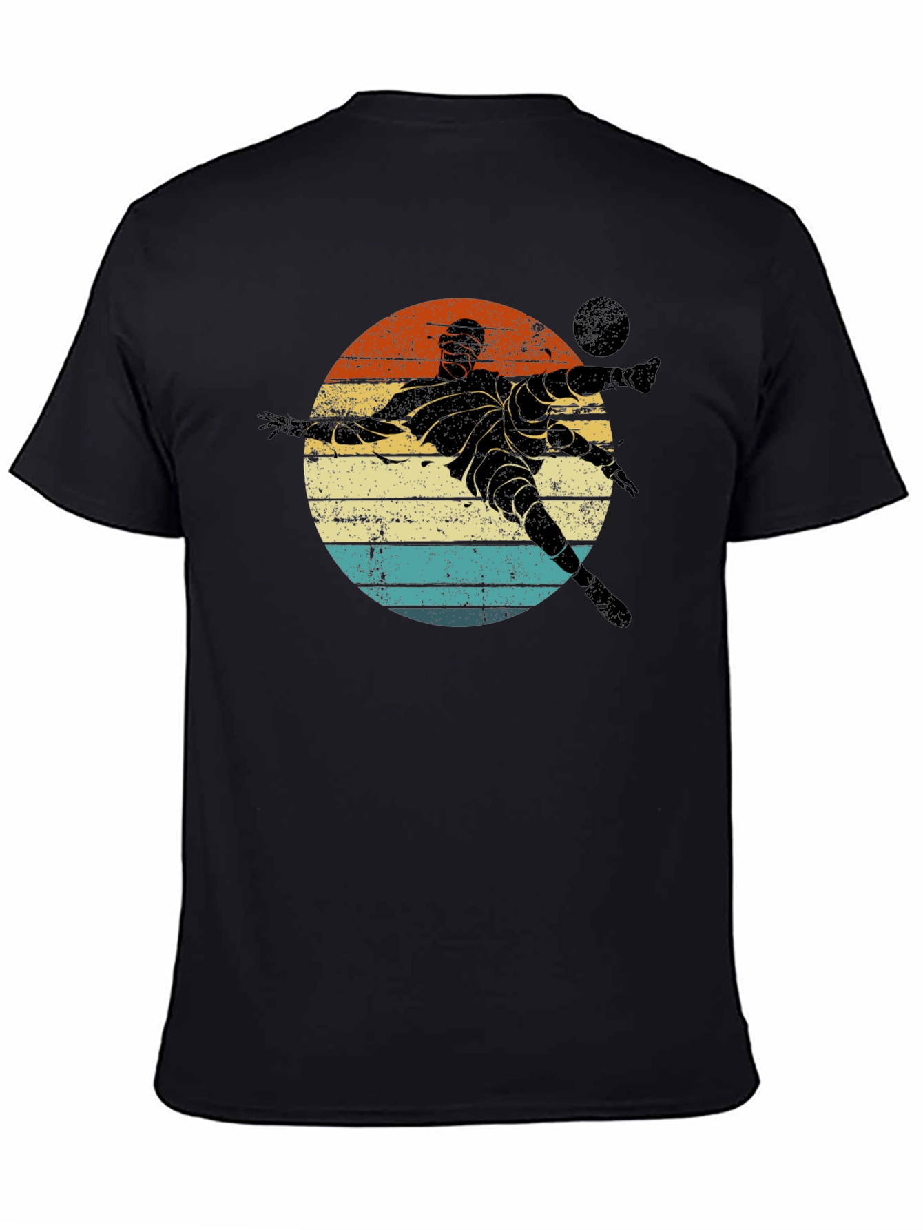 Black Retro Soccer Player Graphic T-Shirt view 4