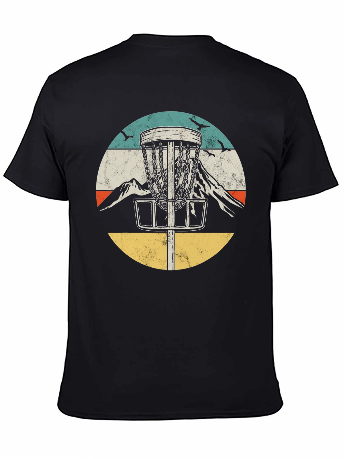 Black Retro Disc Golf Tee - Mountain Design view 4
