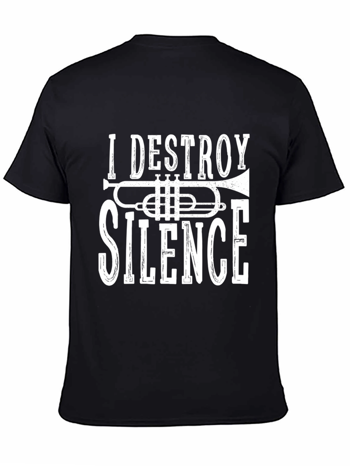 Black I Destroy Silence Trumpet Graphic Tee view 4