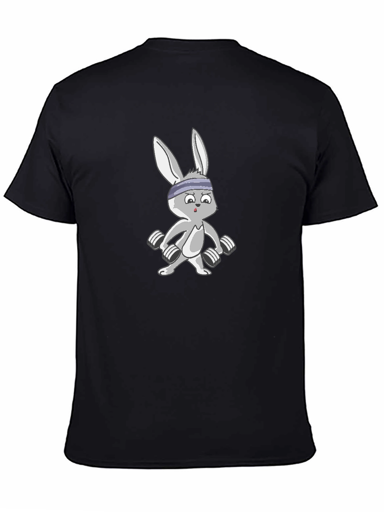 Black Funny Bunny Weights Black T-Shirt view 4