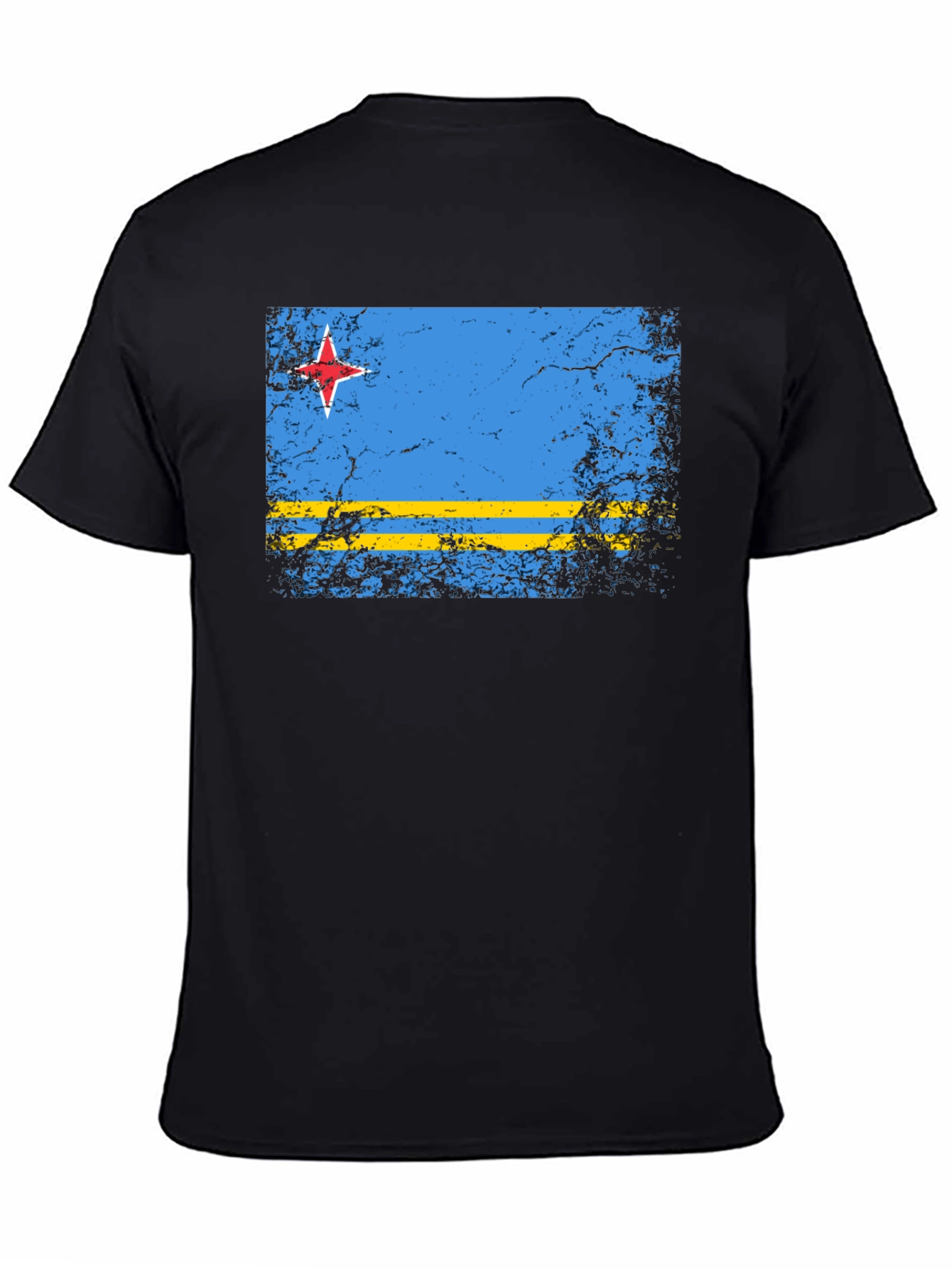 Black Aruba Flag Distressed T-Shirt - Island Pride Tee view 4