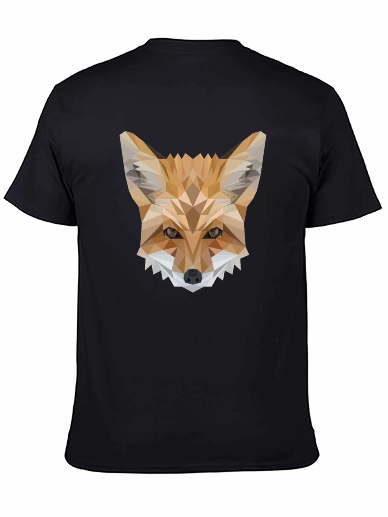 Black Geometric Fox T-Shirt - Modern Animal Print Tee view 4