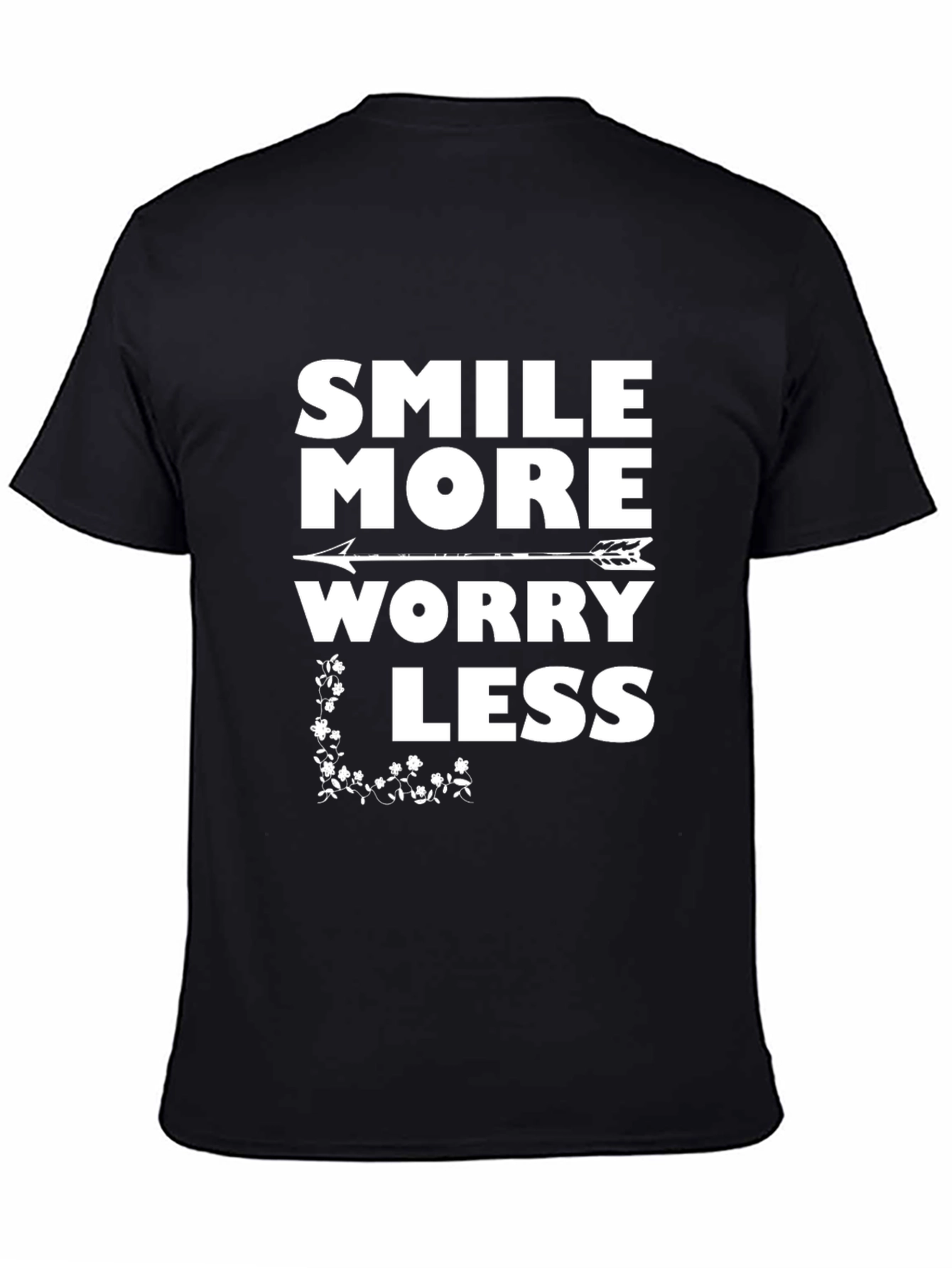 Black Smile More Worry Less Graphic Tee view 4