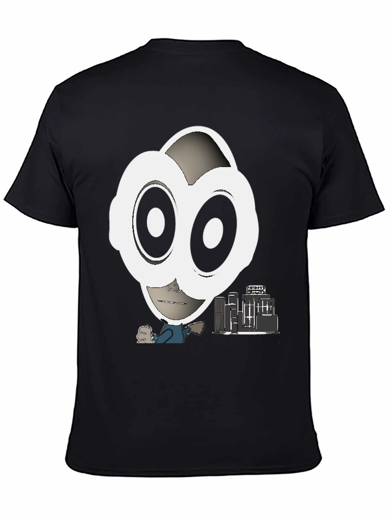 Black Abstract Character Graphic Tee - Black view 4