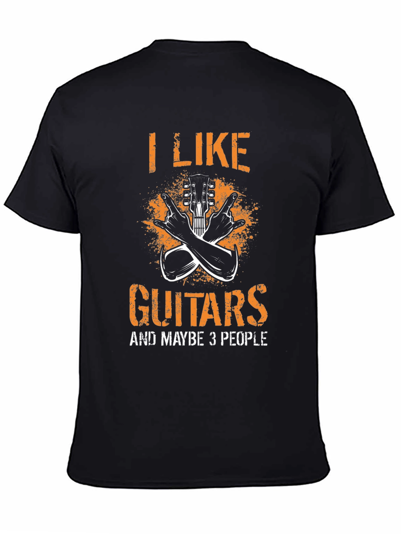 Black I Like Guitars and Maybe 3 People Graphic Tee view 4