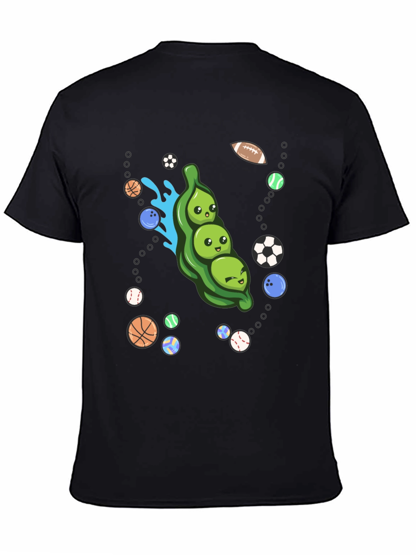 Black Funny Peas in a Pod Sports T-Shirt view 4