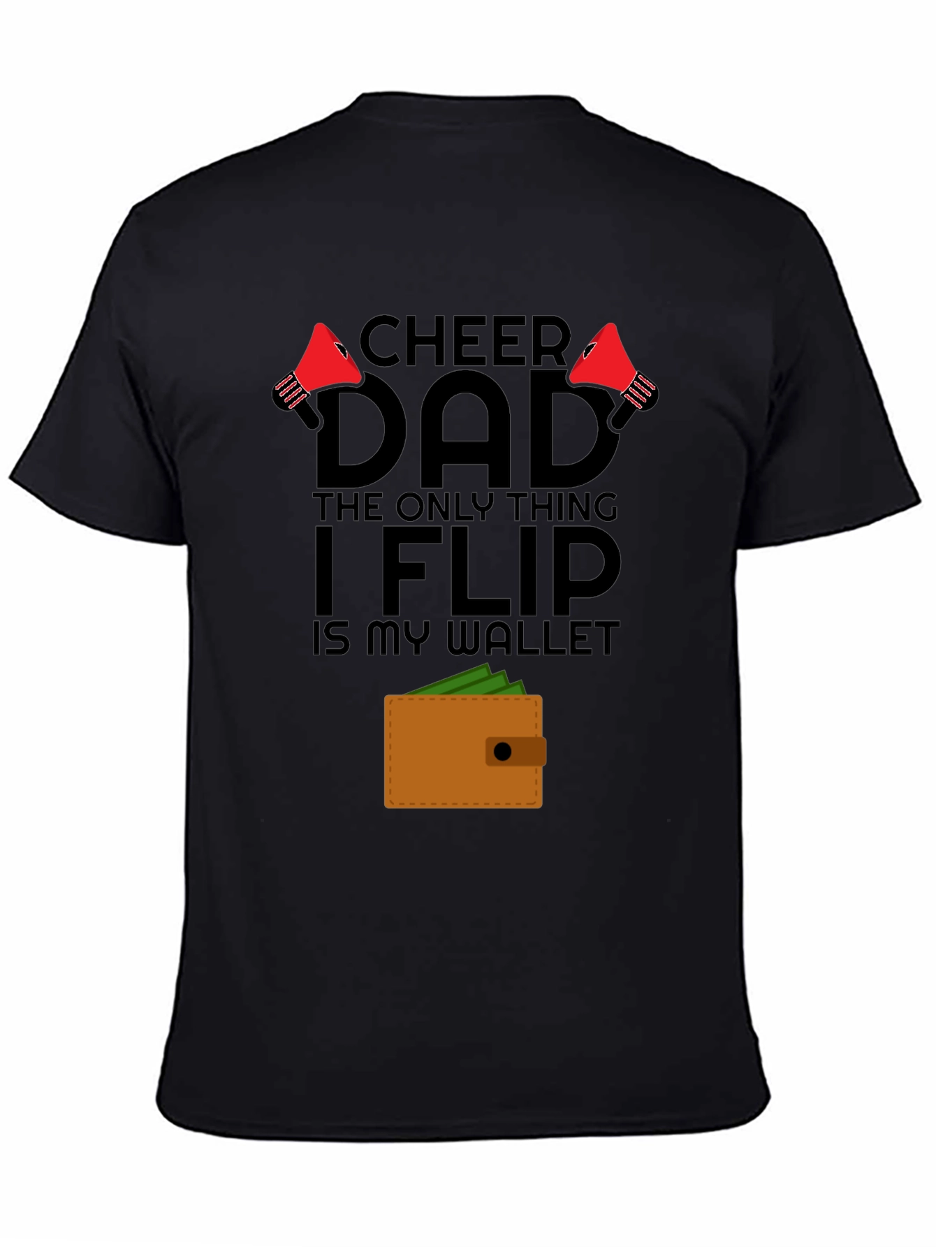 Black Cheer Dad Wallet Flip T-Shirt - Gift for Dad view 4