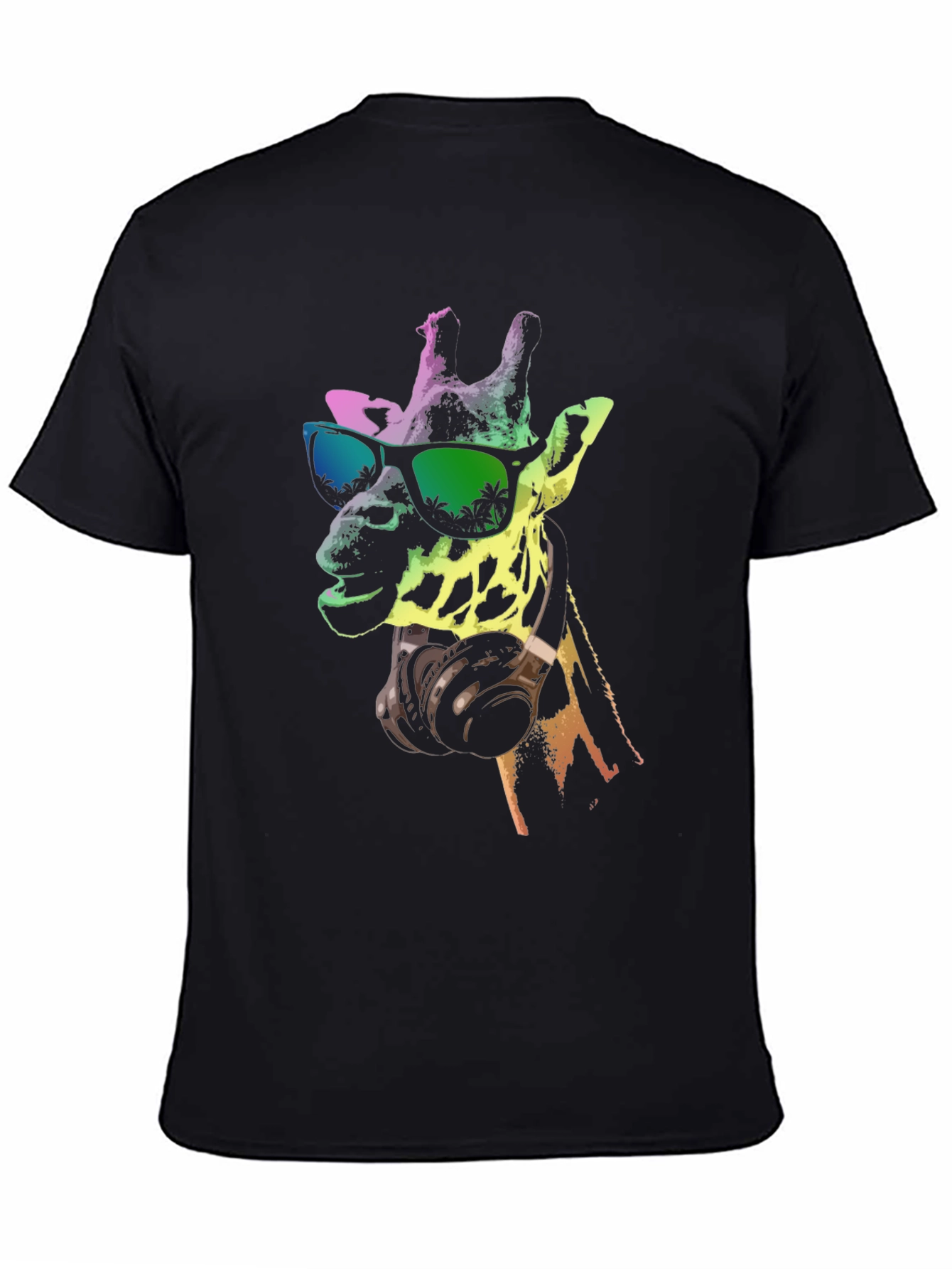 Black Cool Giraffe Graphic Tee - Music Lover Shirt view 4