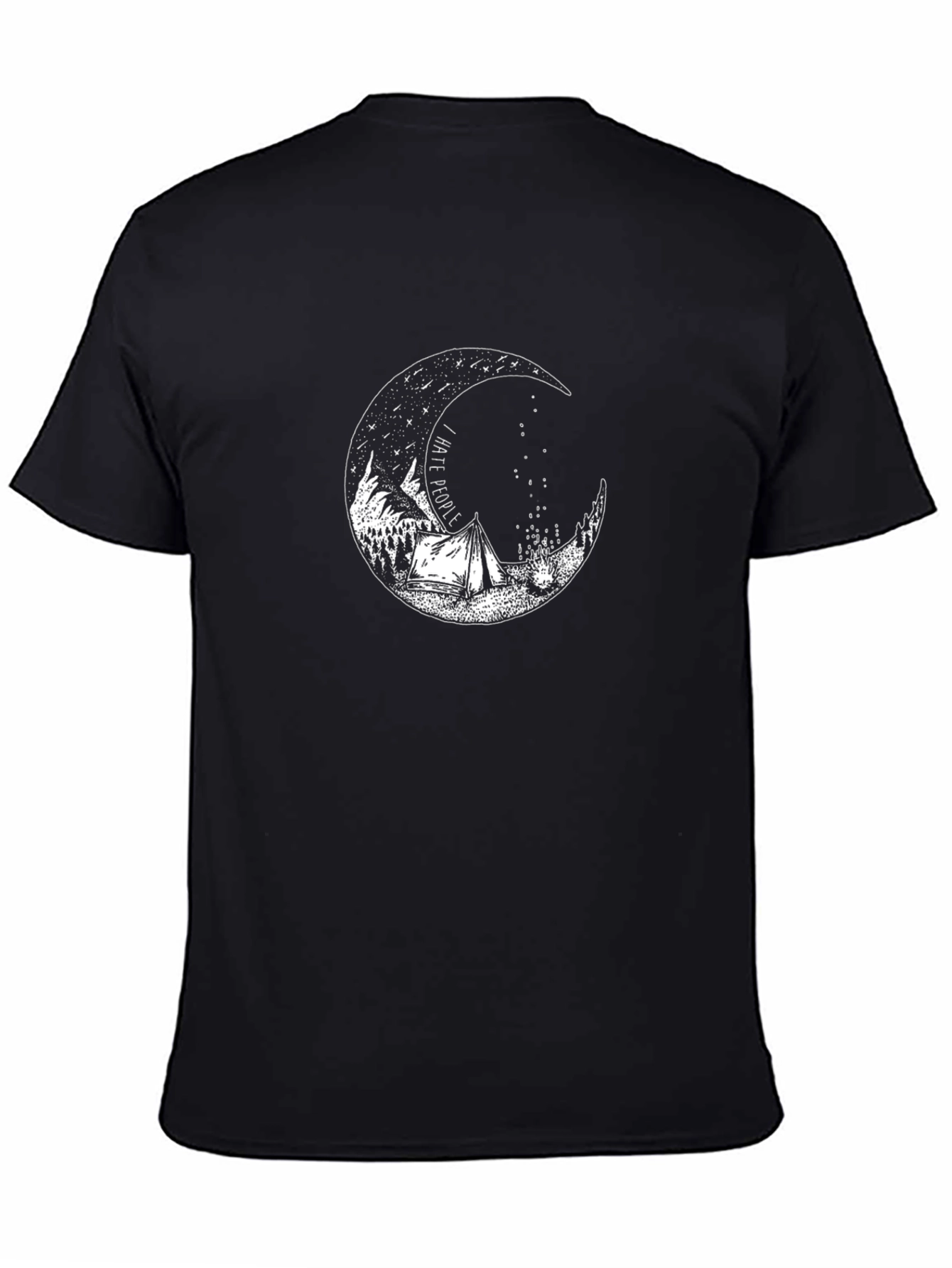 Black Camping Moon Graphic T-Shirt view 4