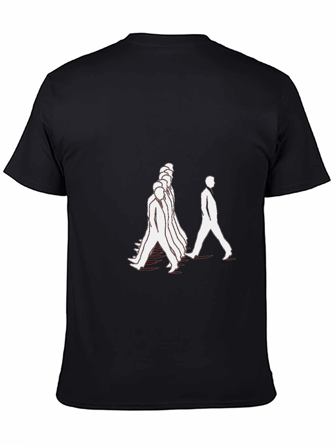 Black Black T-Shirt with Walking Figures Print view 4