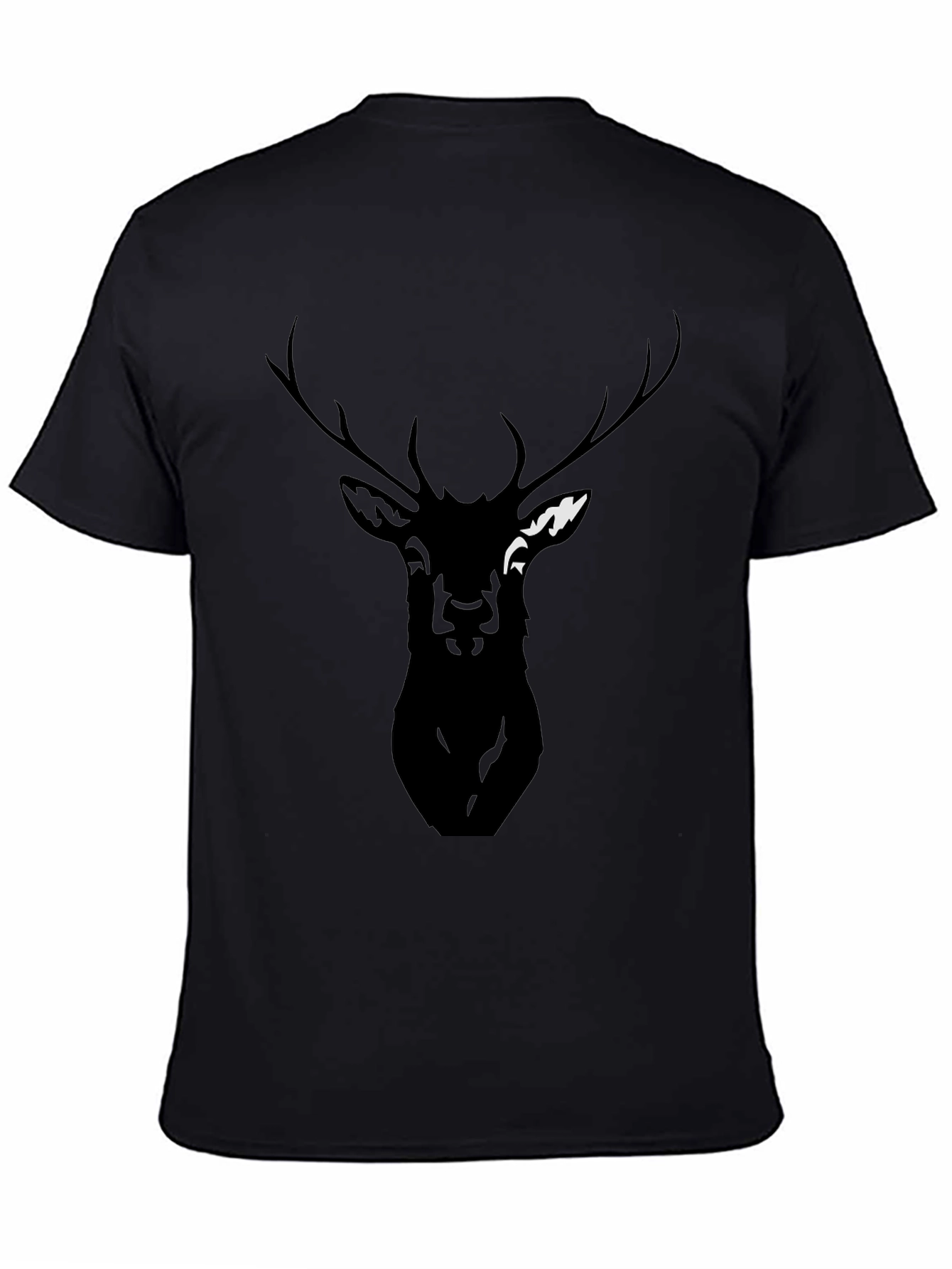 Black Men's Black Deer Graphic Tee - Casual Style view 4