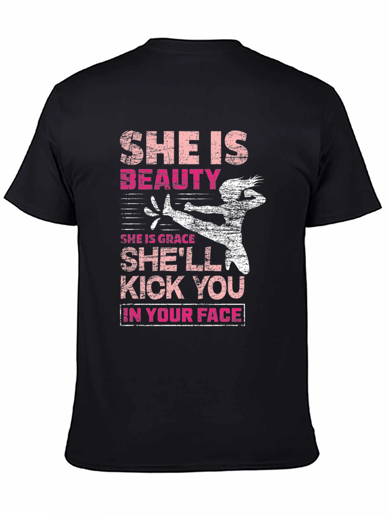 Black She is Beauty T-Shirt Kick You in Your Face view 4