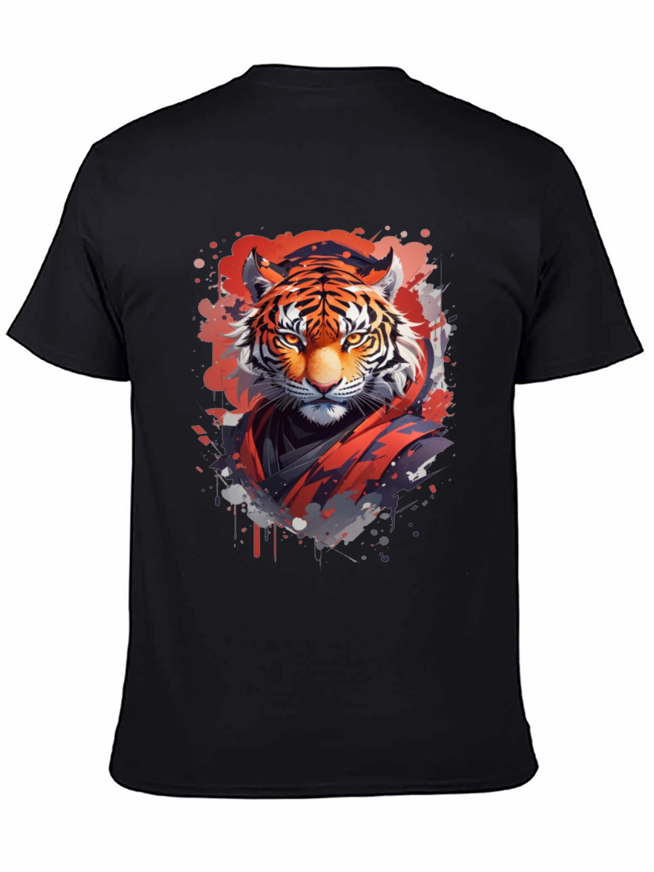 Black Tiger Graphic Print Black T-Shirt view 4