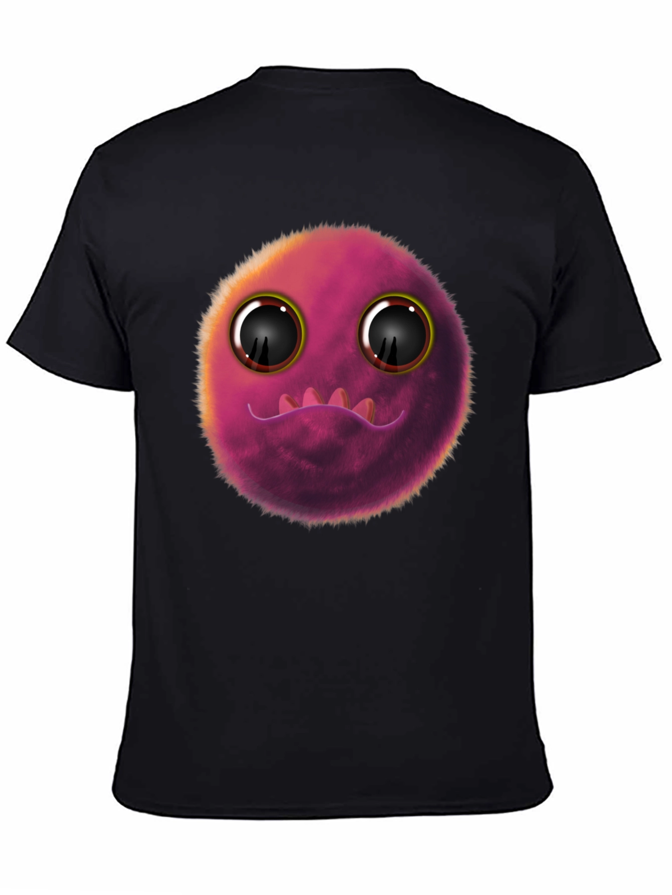 Black Fuzzy Monster Graphic Tee - Fun Novelty T-Shirt view 4