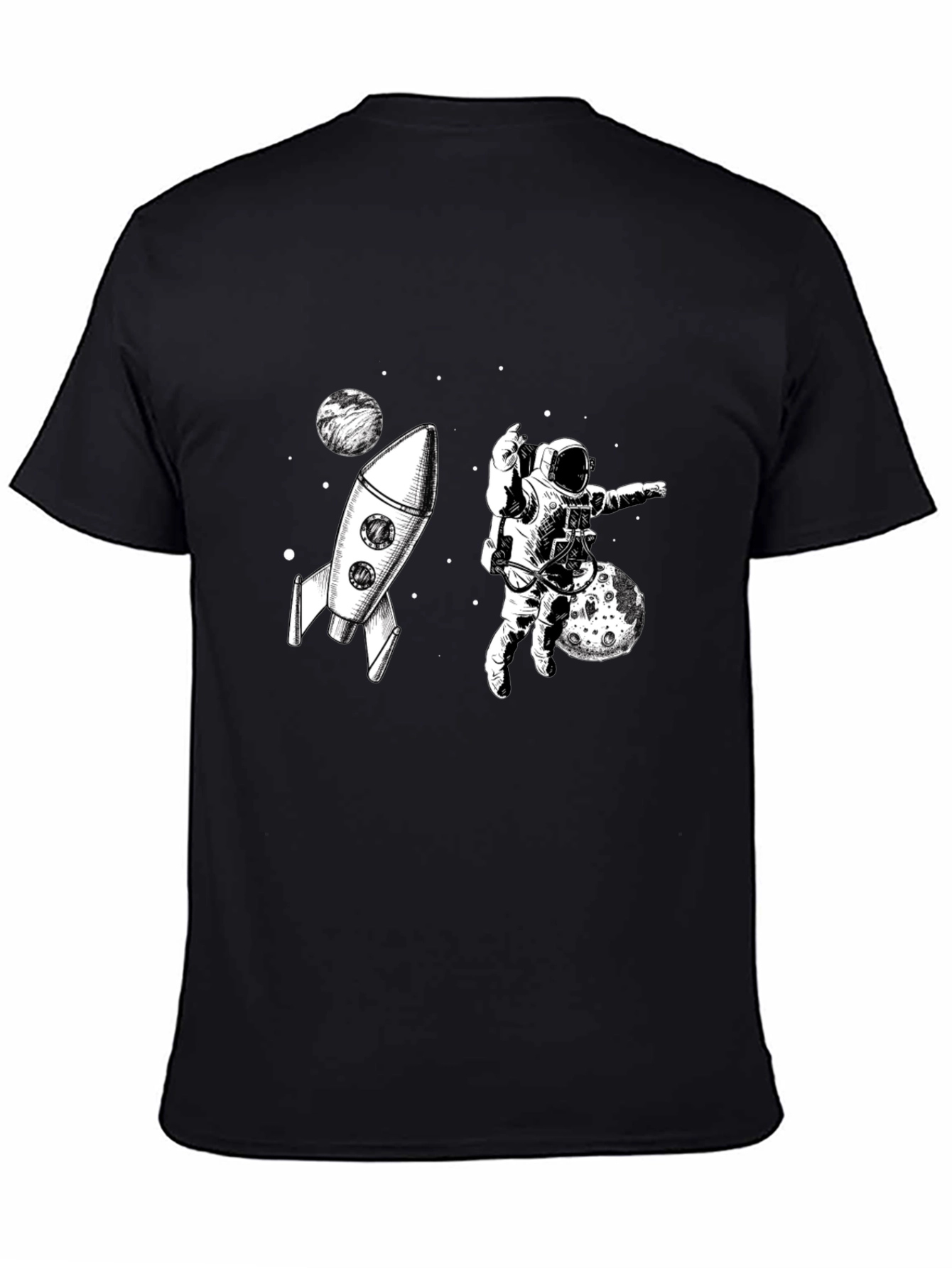 Black Space Explorer Graphic Tee - Black Cotton T-Shirt view 4