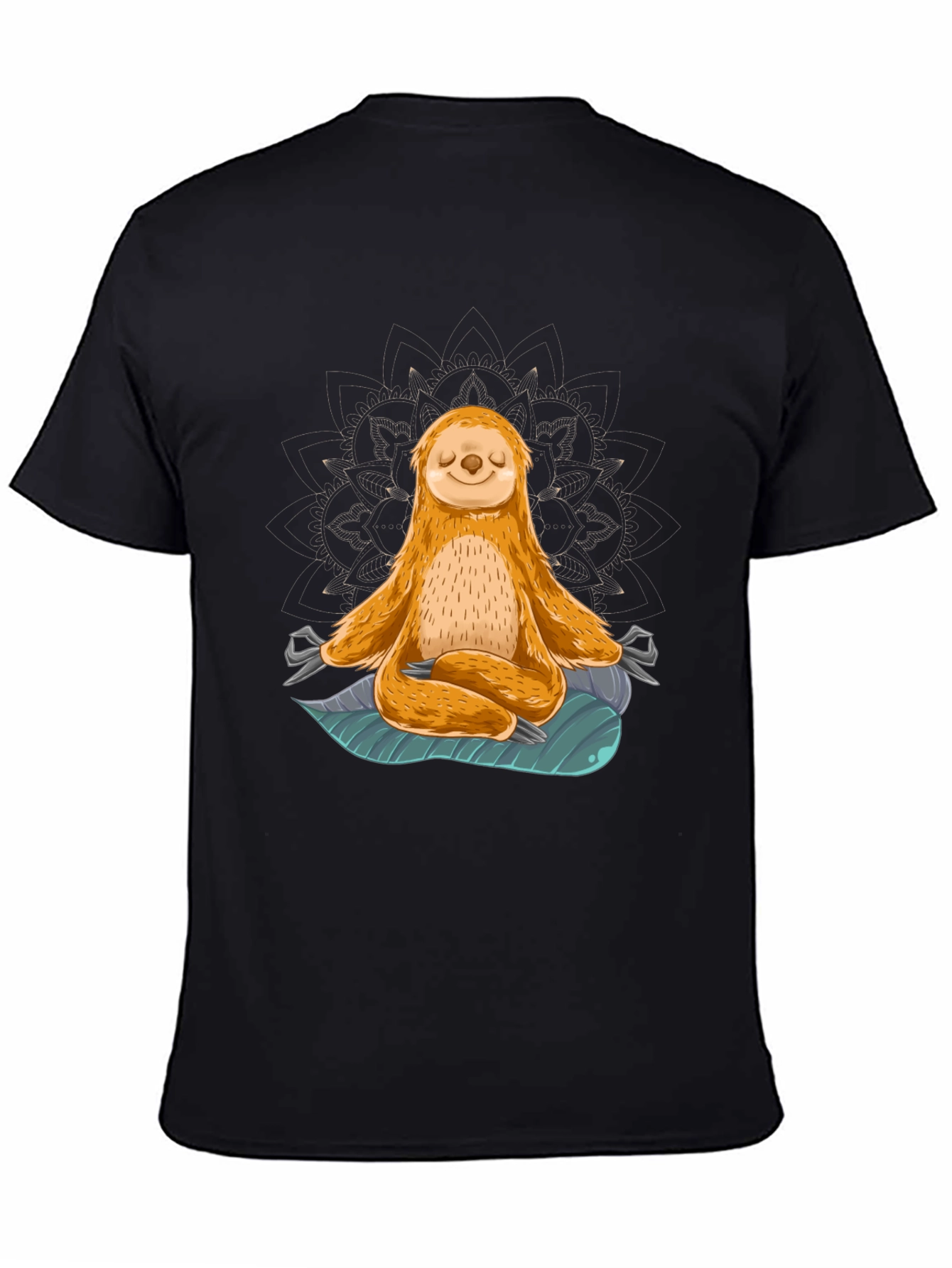 Black Meditating Sloth Graphic Tee view 4