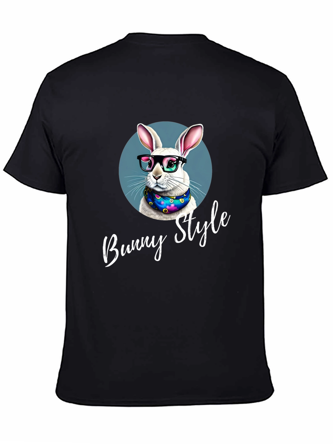 Black Bunny Style T-Shirt - Cool Rabbit Design view 4