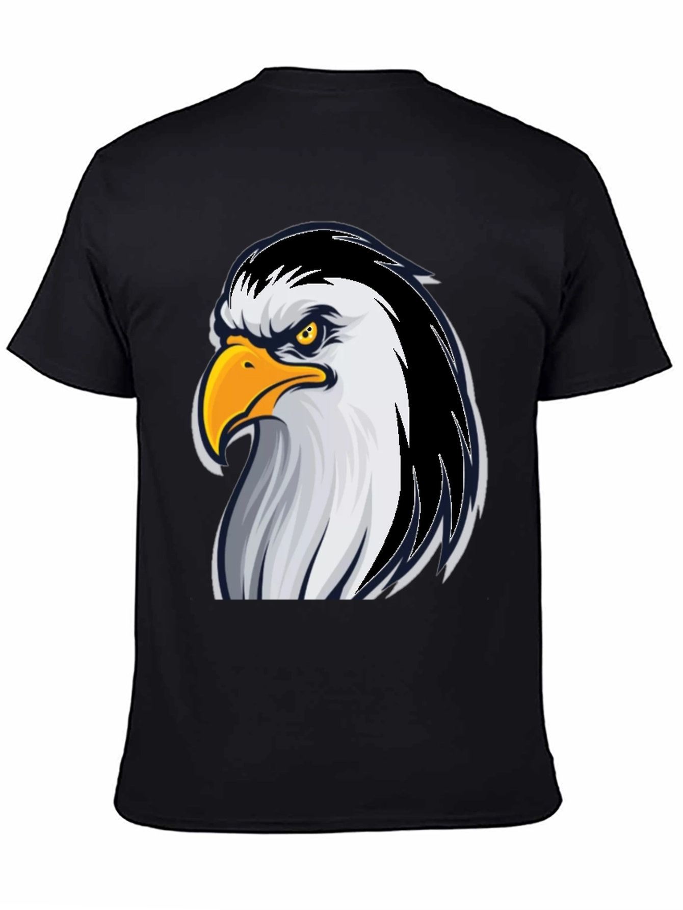 Black Eagle Graphic Tee - Bold Black Cotton T-Shirt view 4