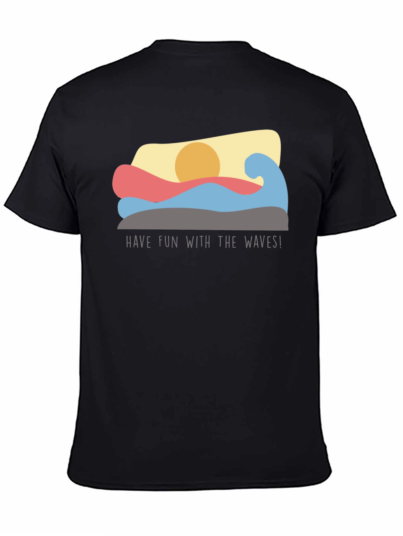 Black Fun Waves Graphic Tee - Black Cotton T-Shirt view 4