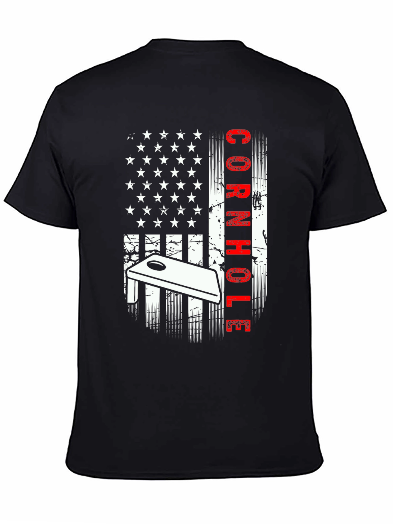 Black Cornhole American Flag Graphic Tee view 4