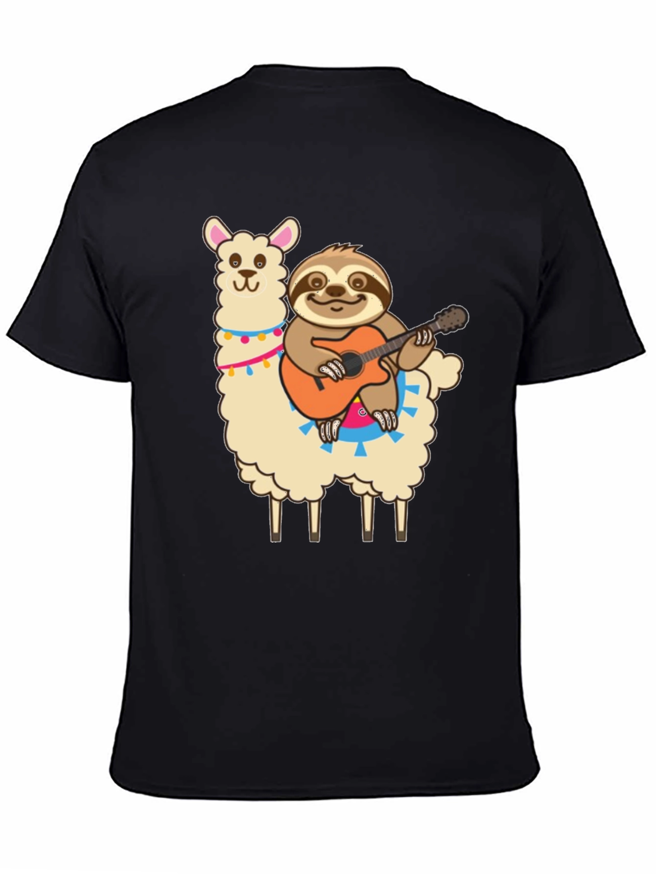Black Llama & Sloth Guitar T-Shirt view 4