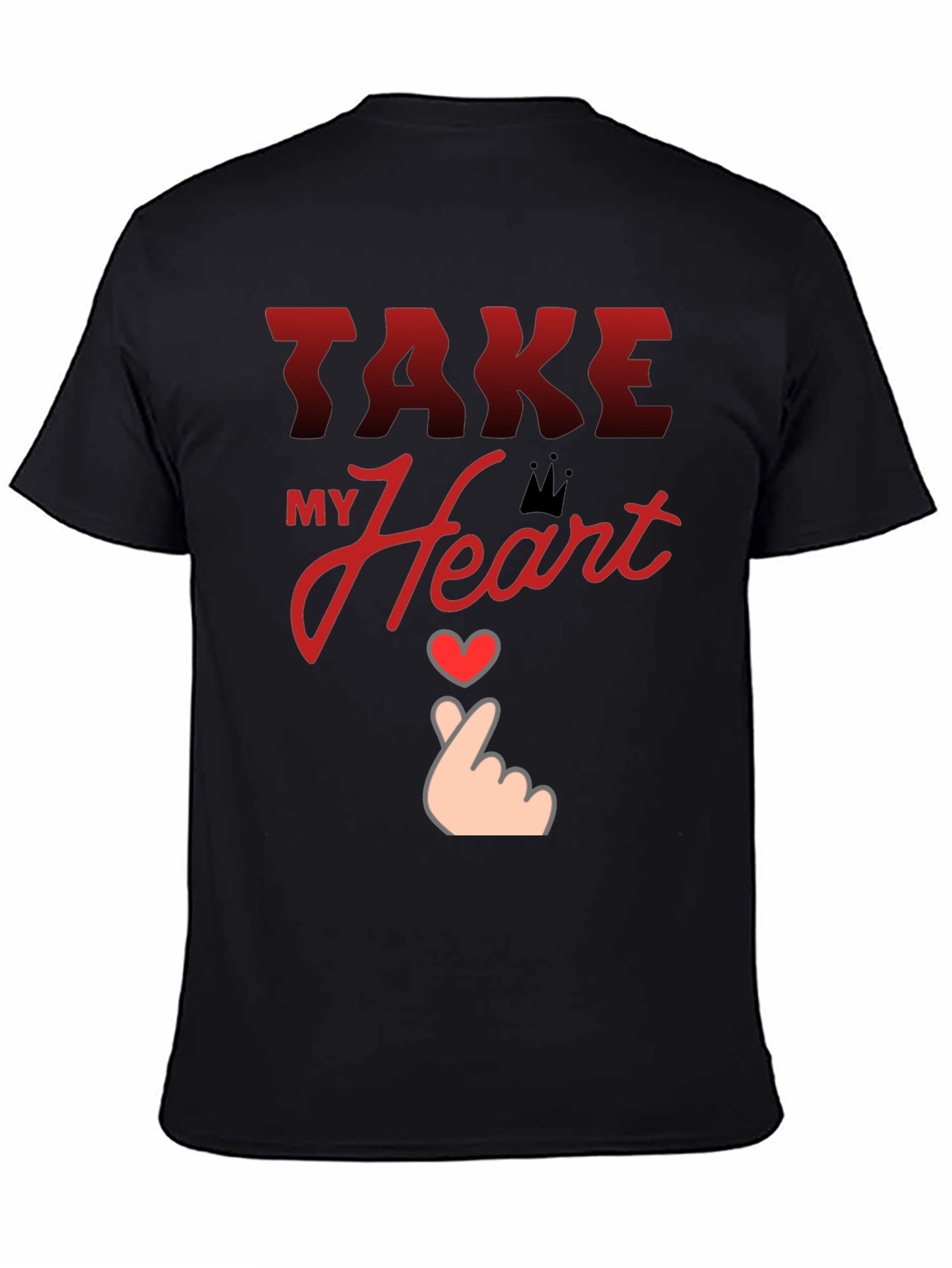Black Take My Heart Graphic Tee - Trendy Love Design T-Shirt view 4