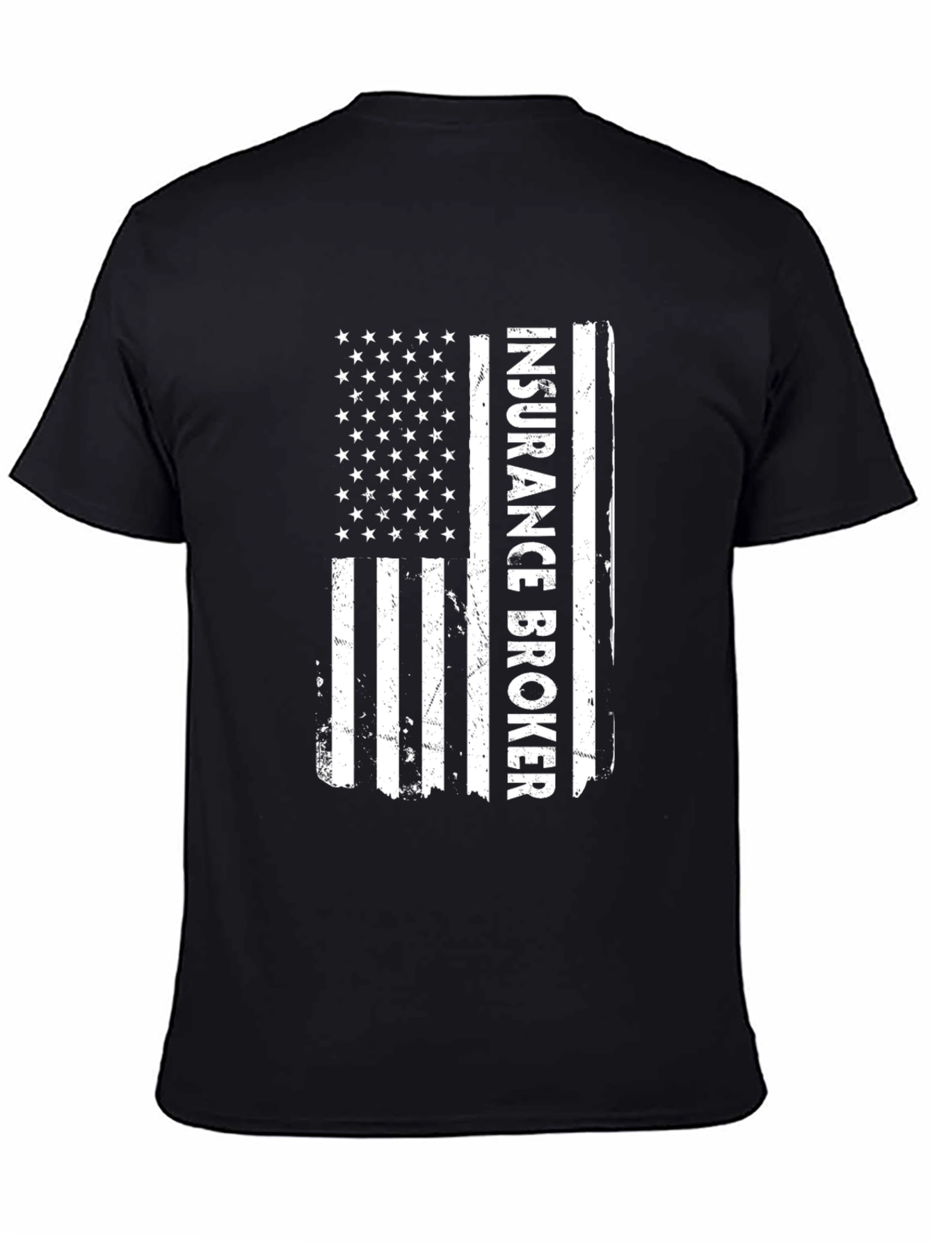 Black Insurance Broker American Flag T-Shirt view 4