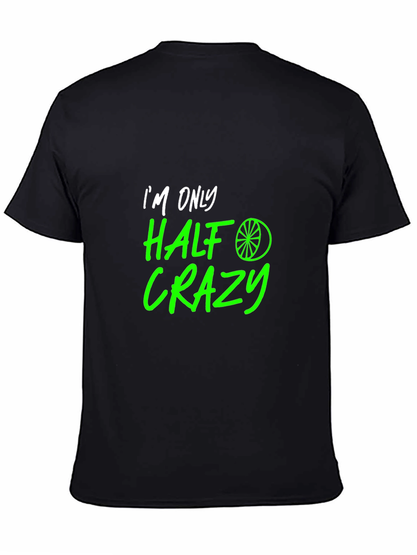 Black Half Crazy Graphic Tee - Funny Novelty T-Shirt view 4