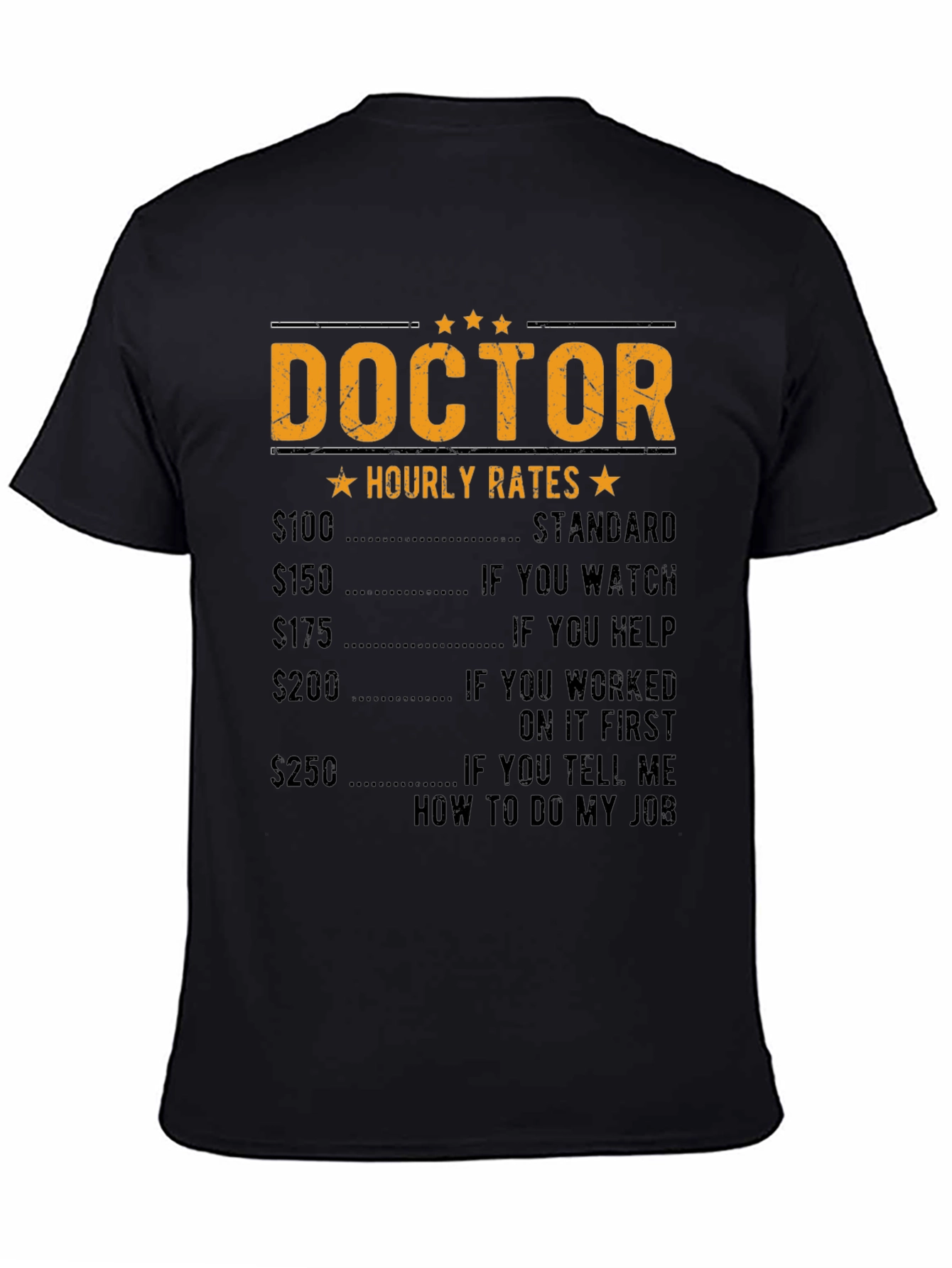 Black Doctor Hourly Rate Funny T-Shirt view 4
