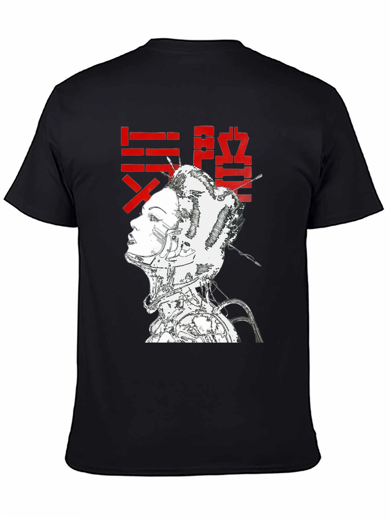Black Cyberpunk Geisha Graphic T-Shirt - Black view 4