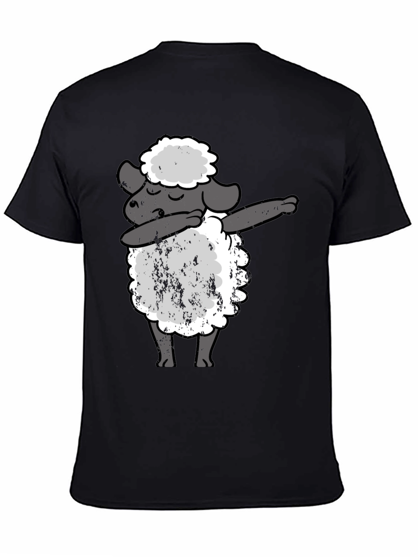 Black Dabbing Sheep Black T-Shirt - Funny Graphic Tee view 4