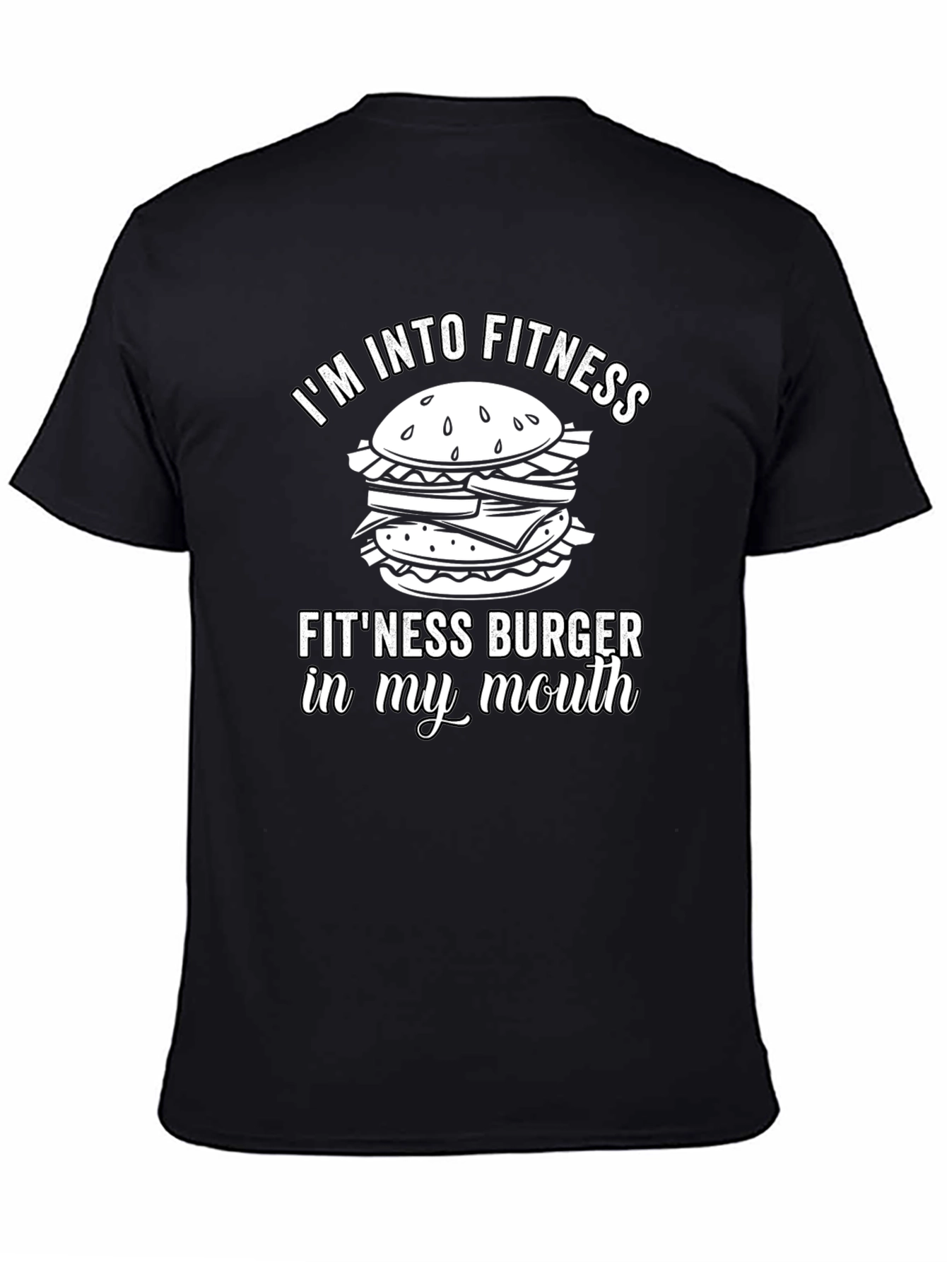 Black Fitness Burger T-Shirt - Funny Gym Workout Tee view 4