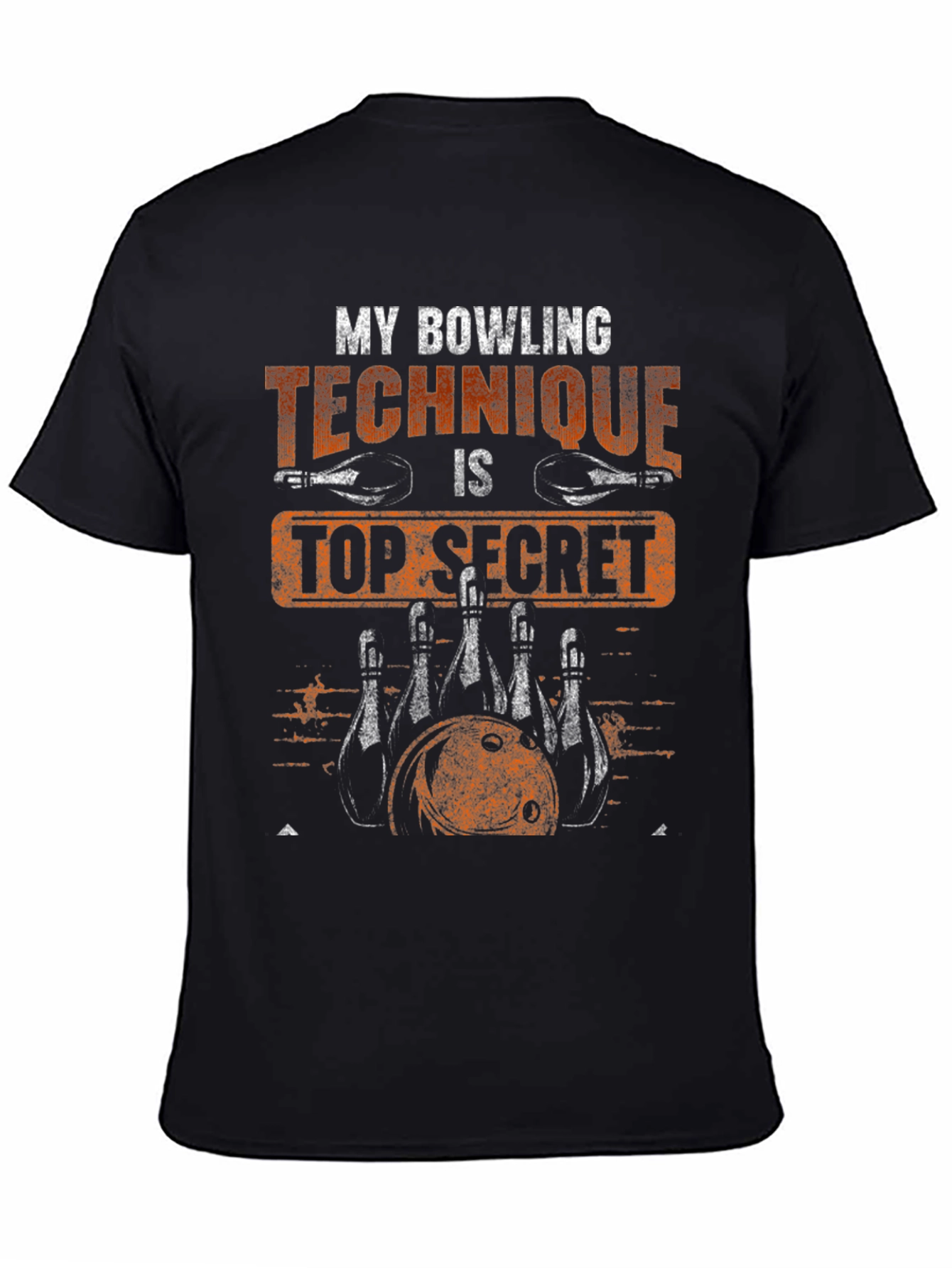 Black Bowling Technique Top Secret Graphic T-Shirt view 4