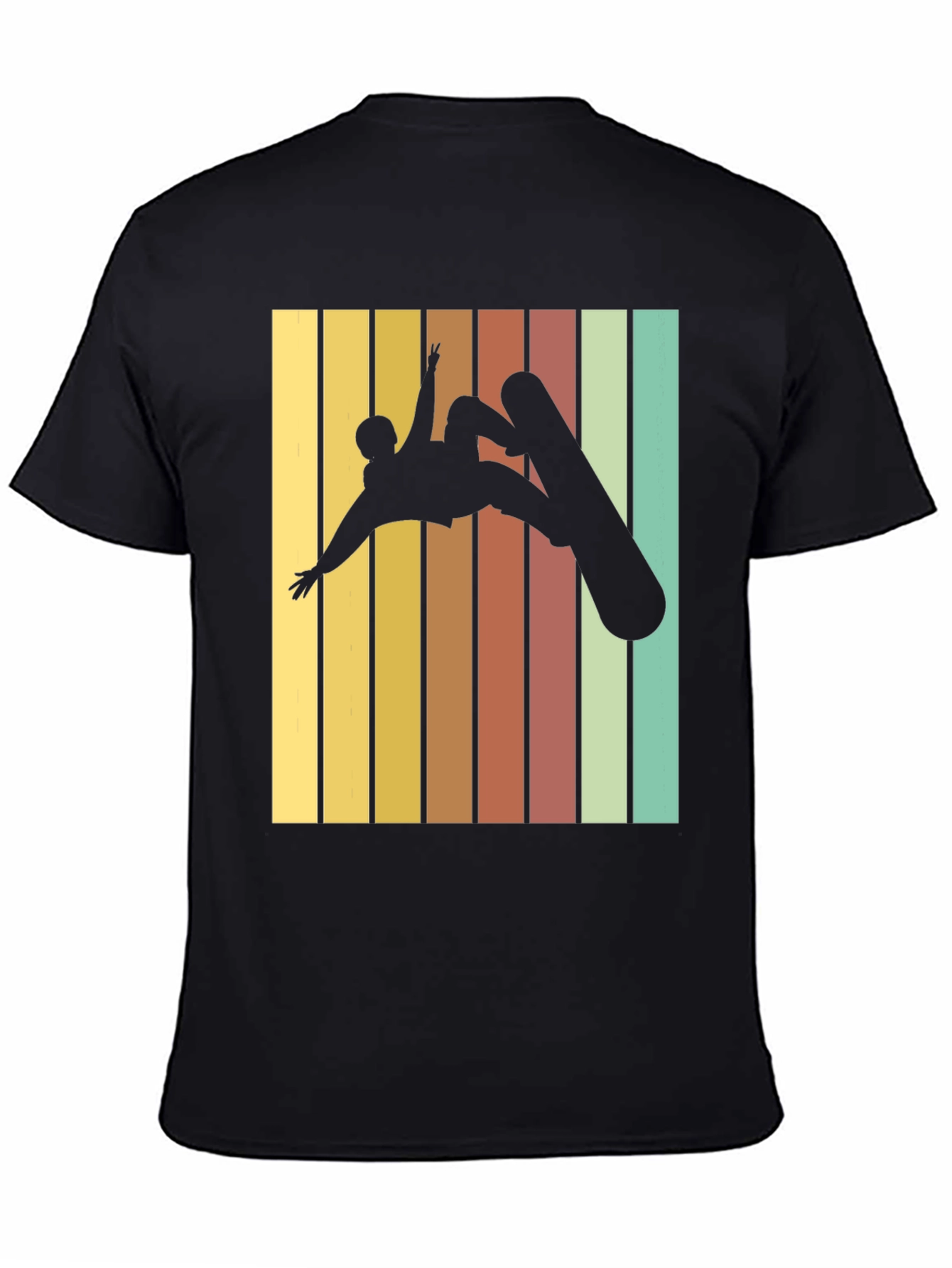 Black Retro Snowboarder Graphic Tee - Black view 4