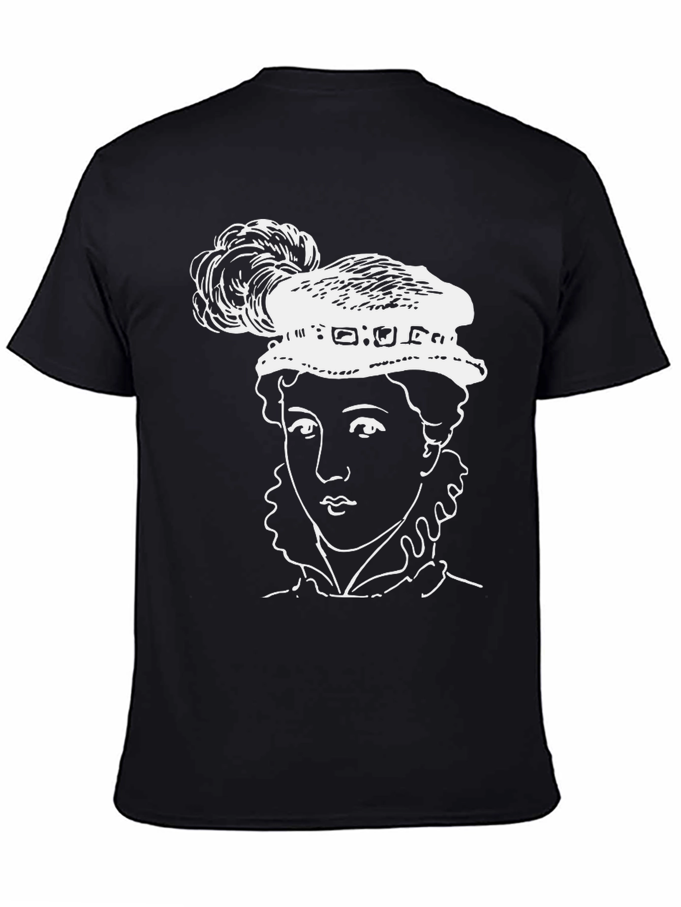 Black Black T-Shirt with Elizabethan Woman Graphic view 4