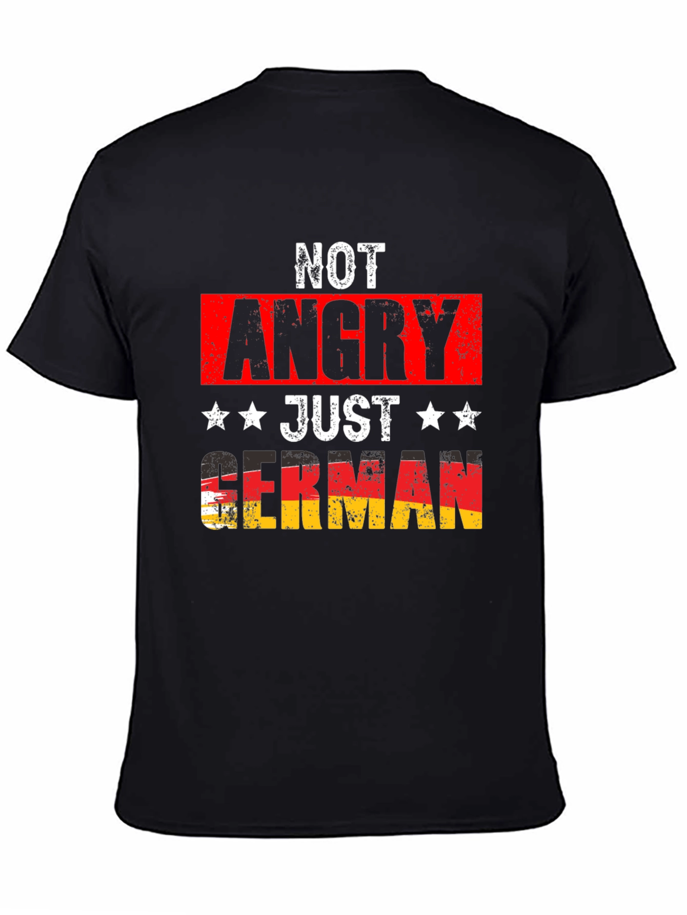 Black Funny German Pride T-Shirt - Not Angry Just German view 4