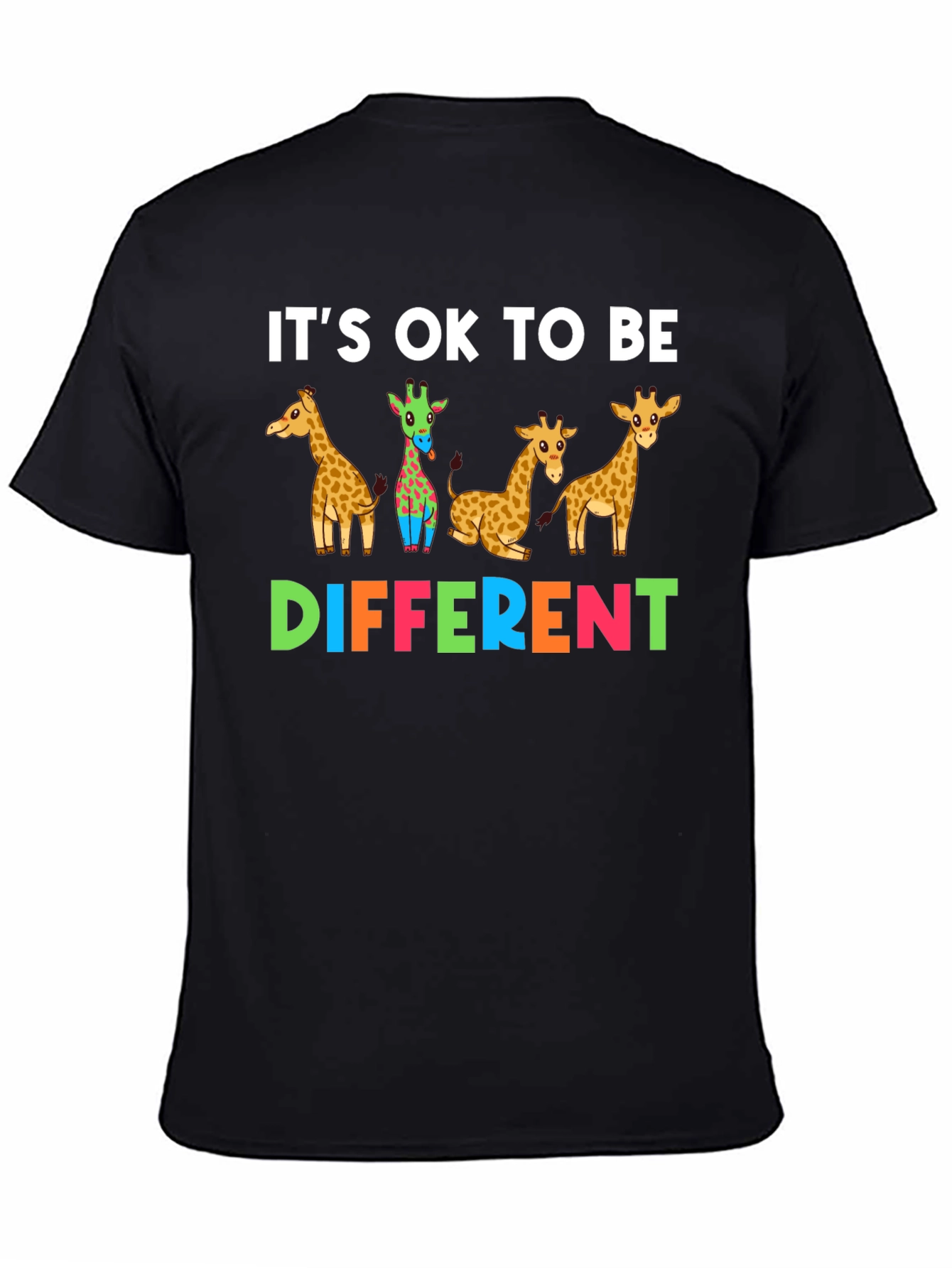 Black It's OK To Be Different Giraffe T-Shirt view 4