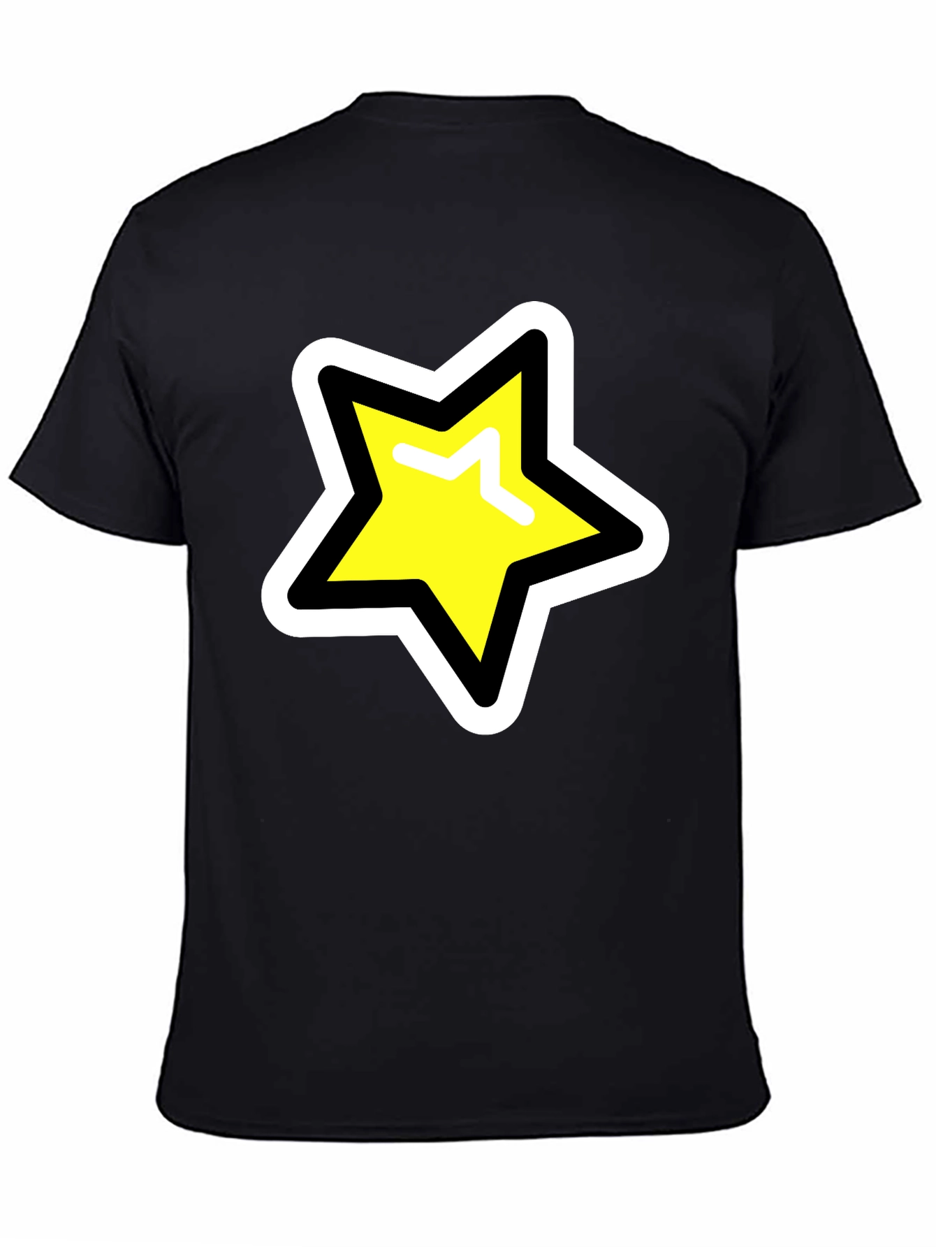 Black Star Graphic T-Shirt - Black Cotton Blend Casual Tee view 4